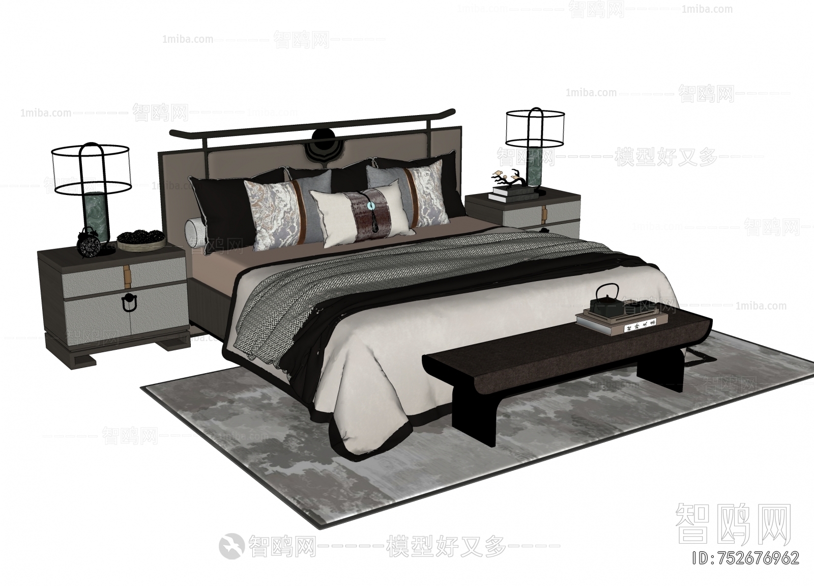 New Chinese Style Double Bed
