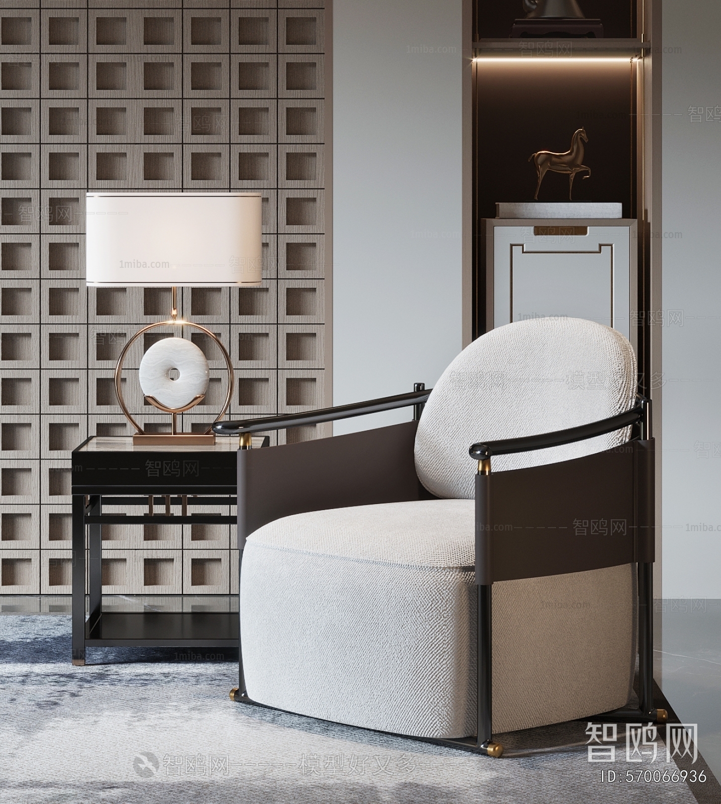 New Chinese Style Single Sofa