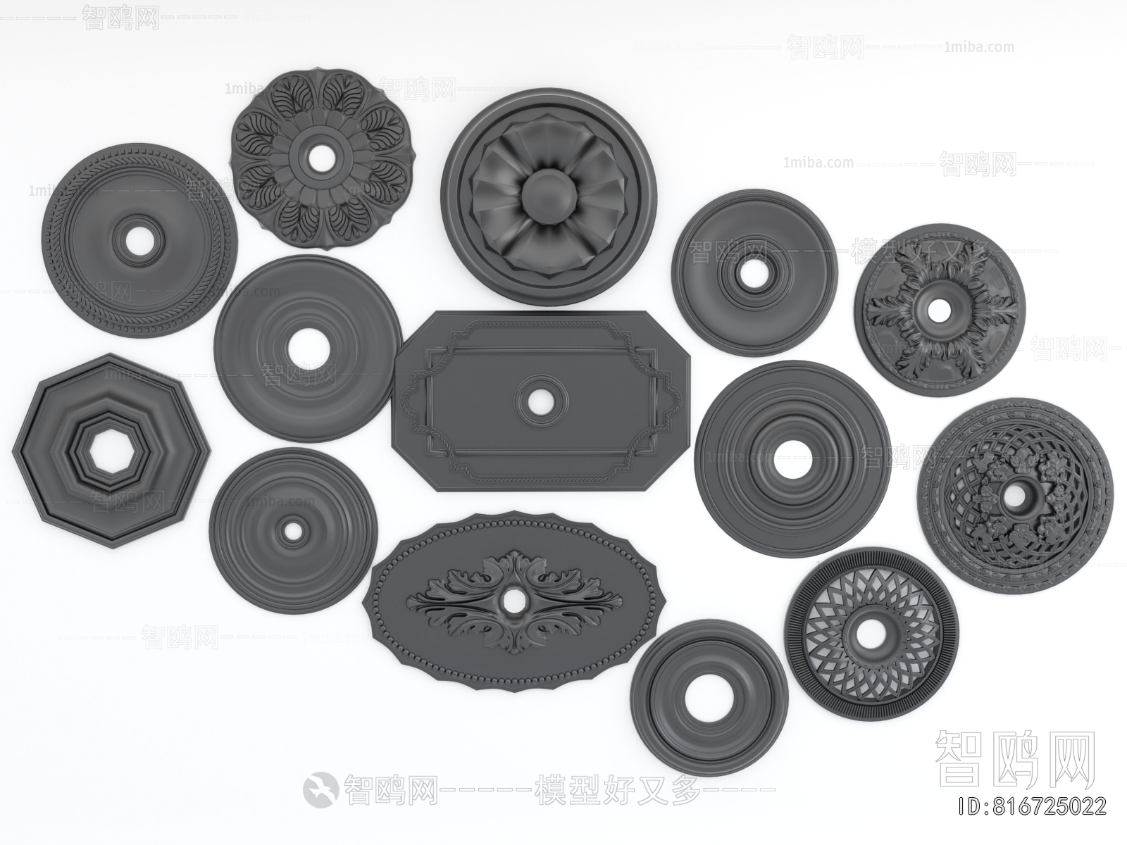 Simple European Style Plaster Carved Top Plate