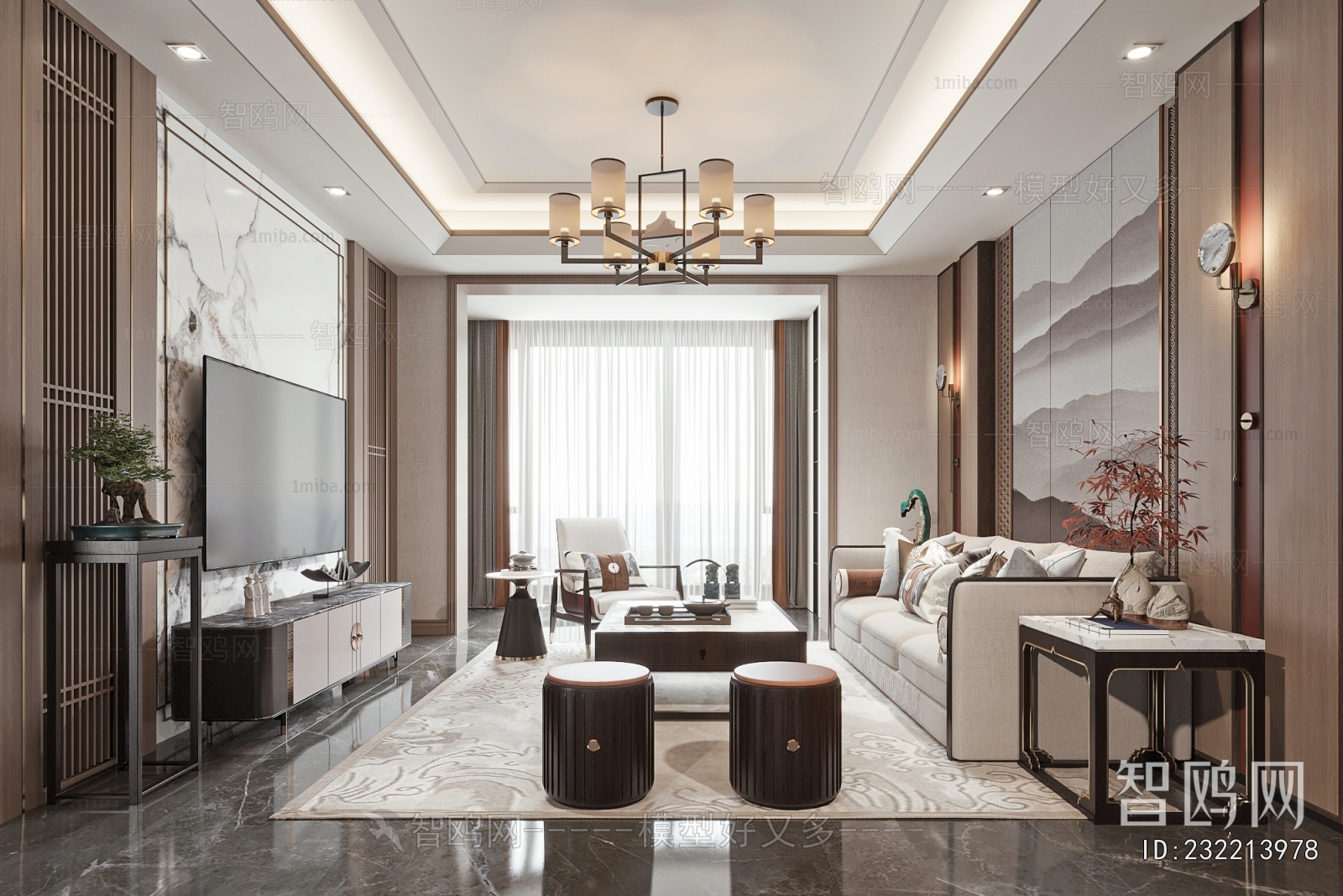 New Chinese Style A Living Room