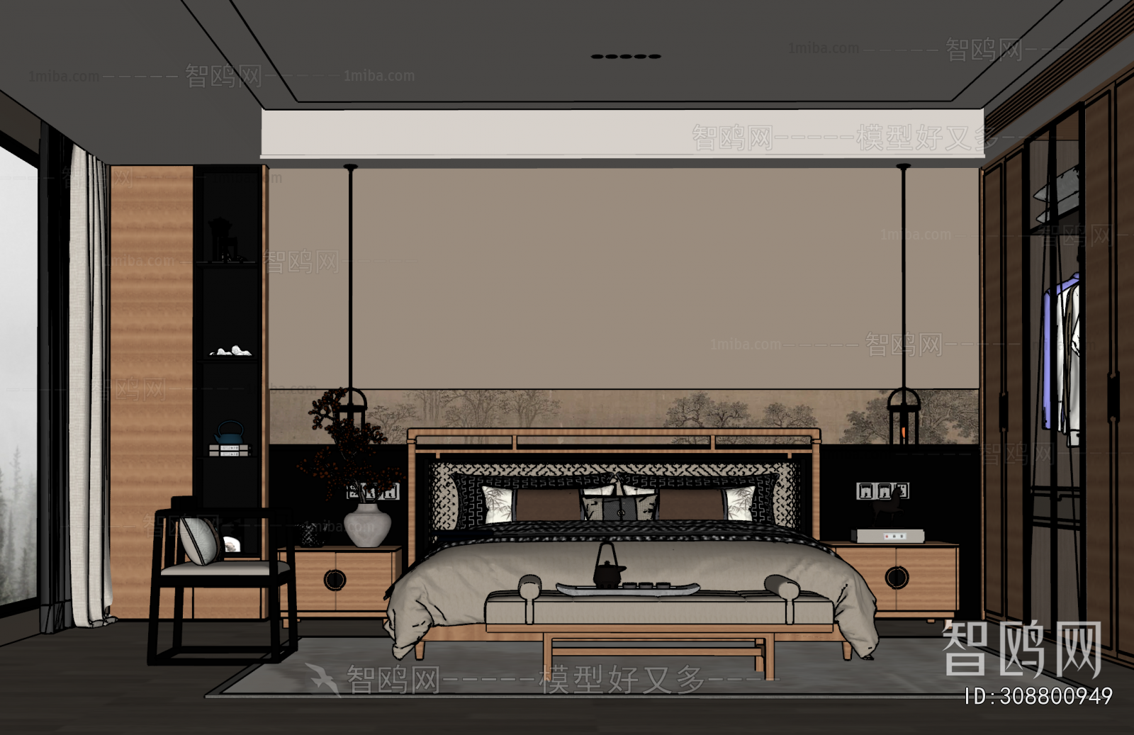 New Chinese Style Bedroom