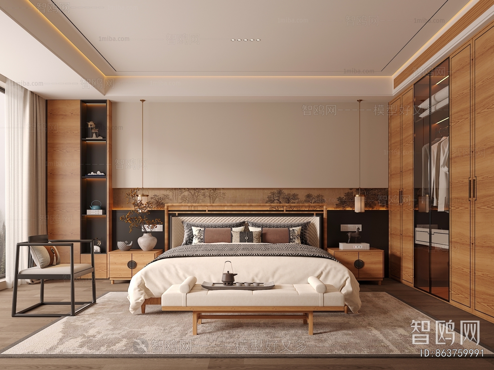 New Chinese Style Bedroom
