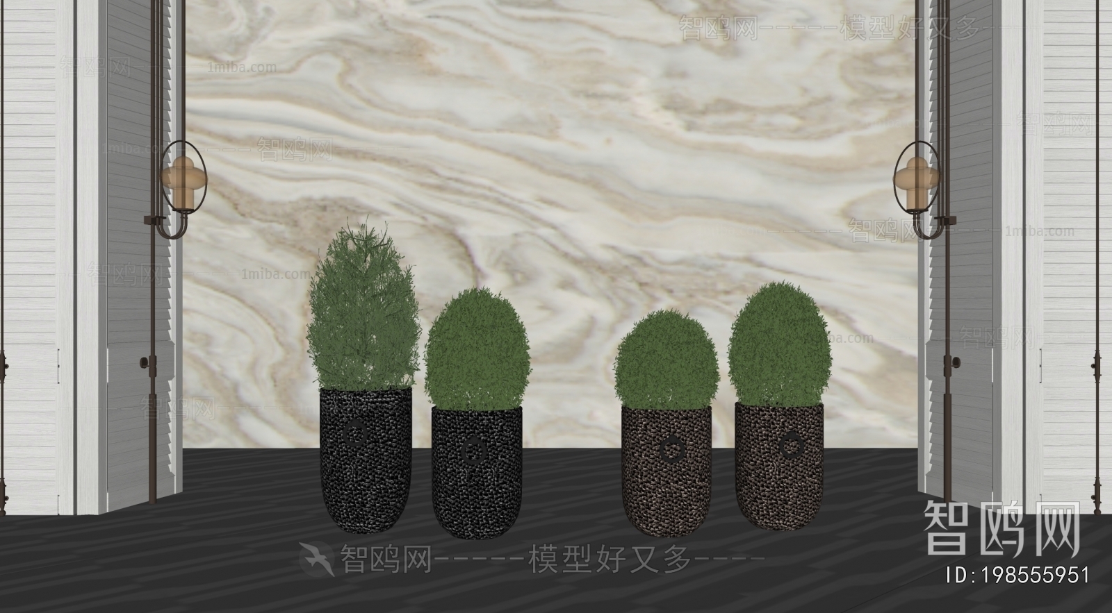 Modern Ground Green Plant Potted Plants