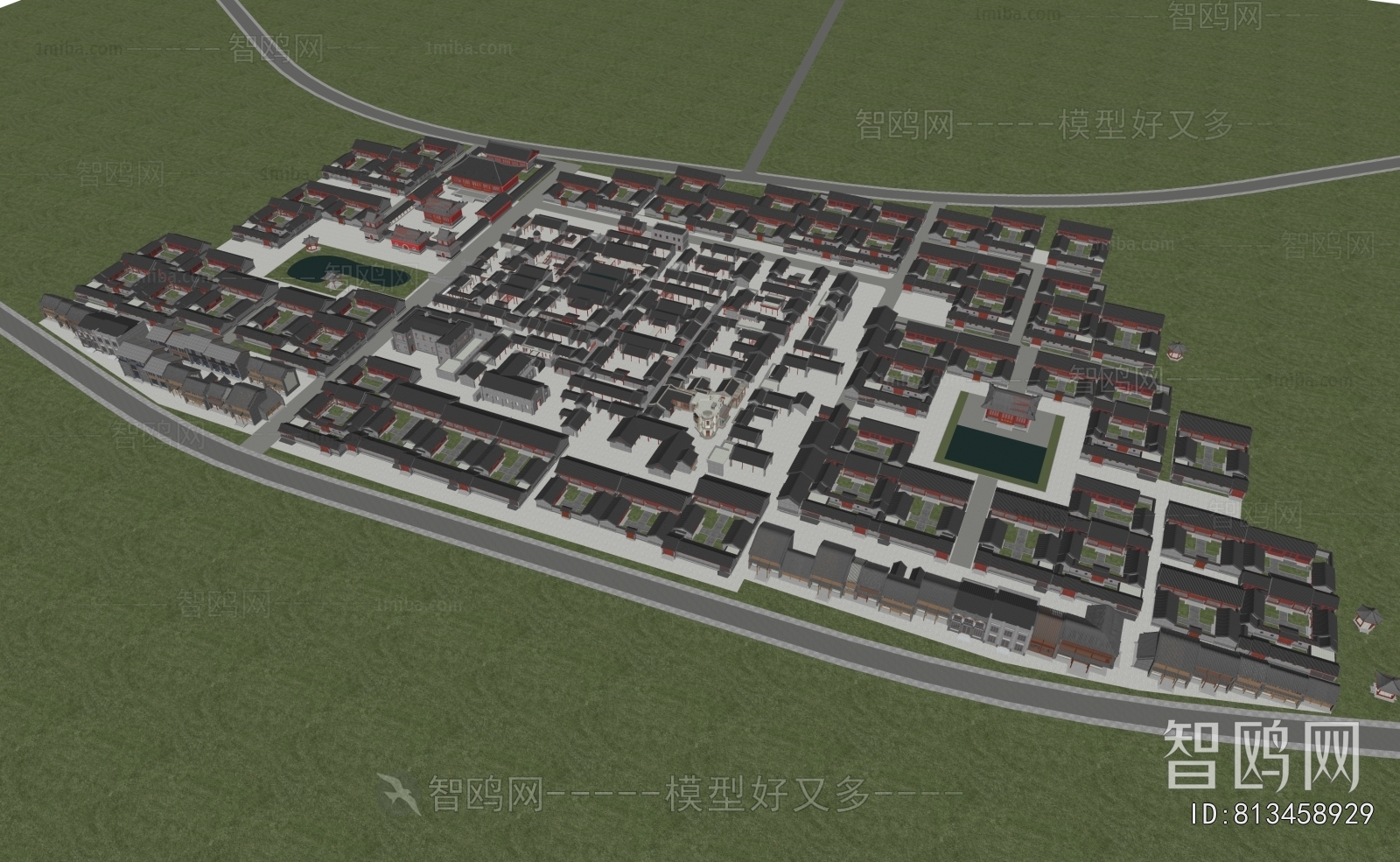 New Chinese Style Architectural Bird's-eye View Planning