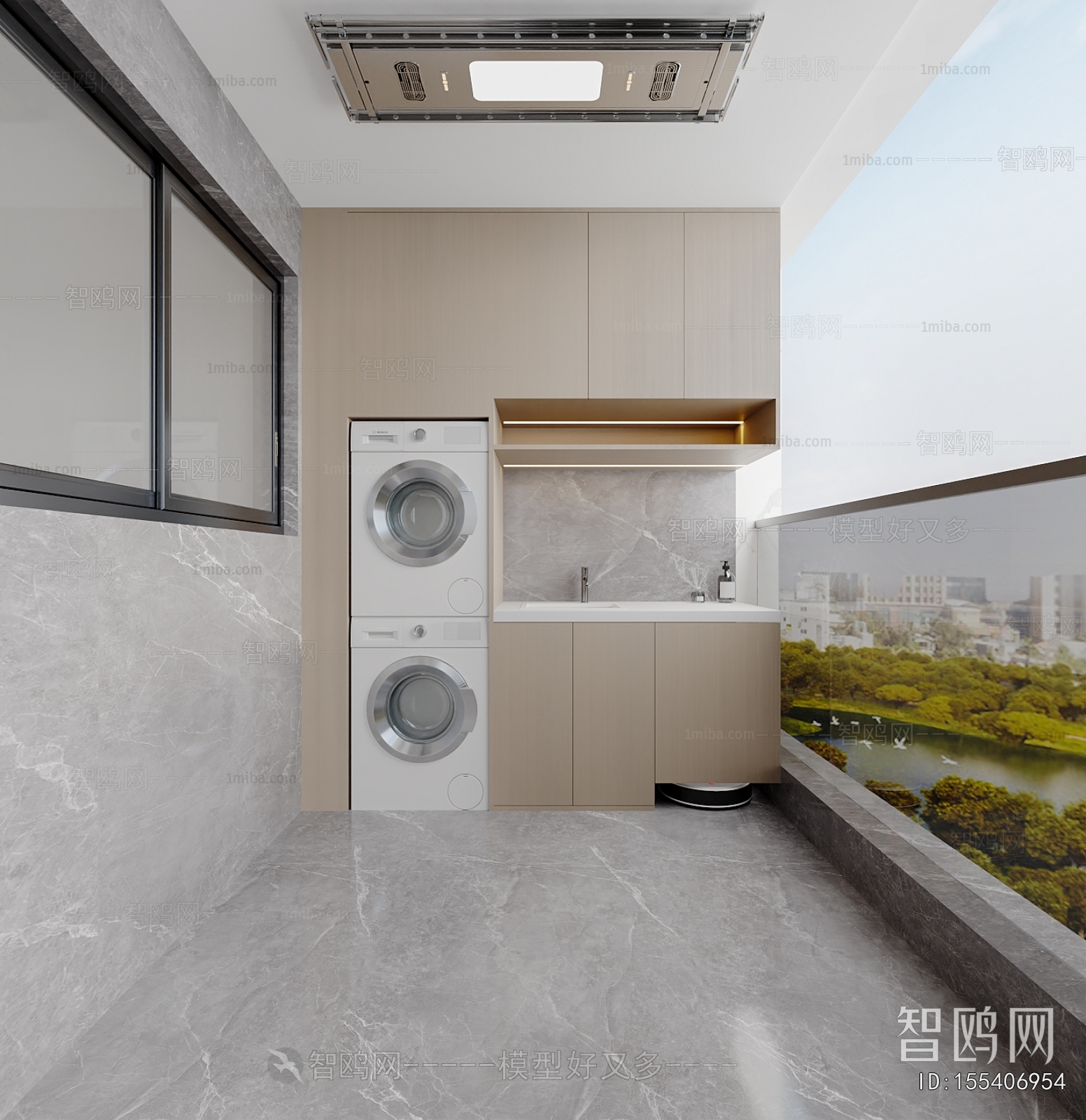 Modern Balcony Laundry Room