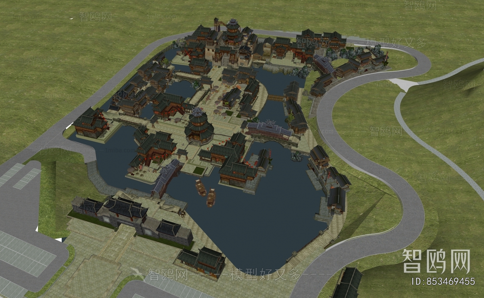 New Chinese Style Architectural Bird's-eye View Planning