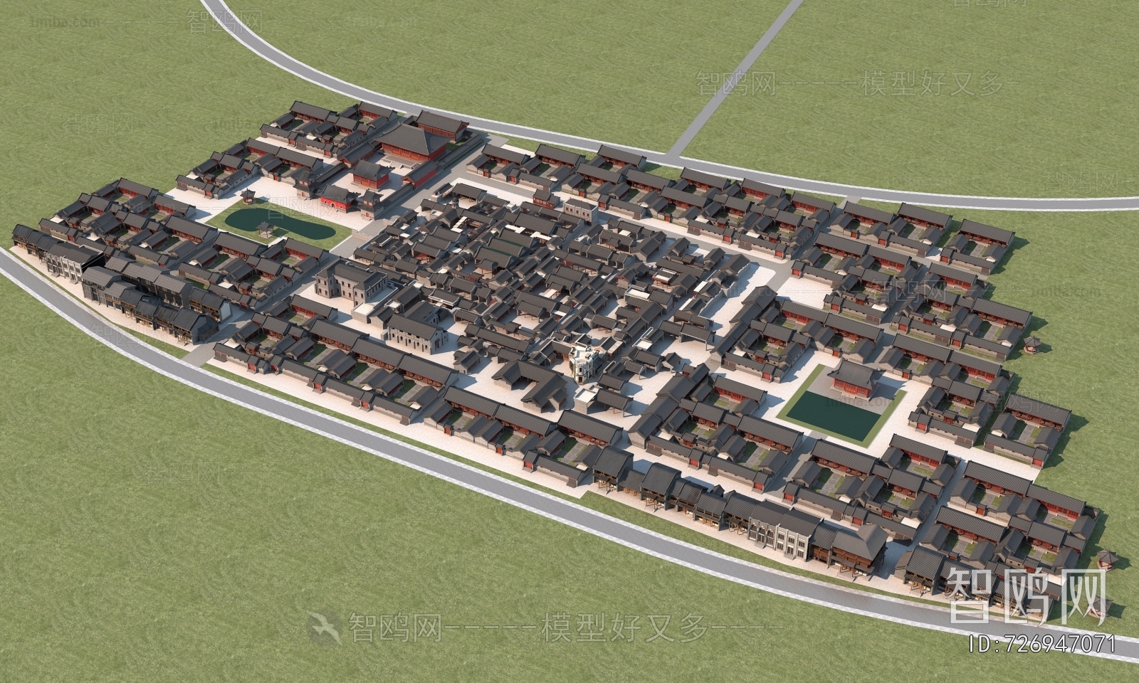 New Chinese Style Architectural Bird's-eye View Planning