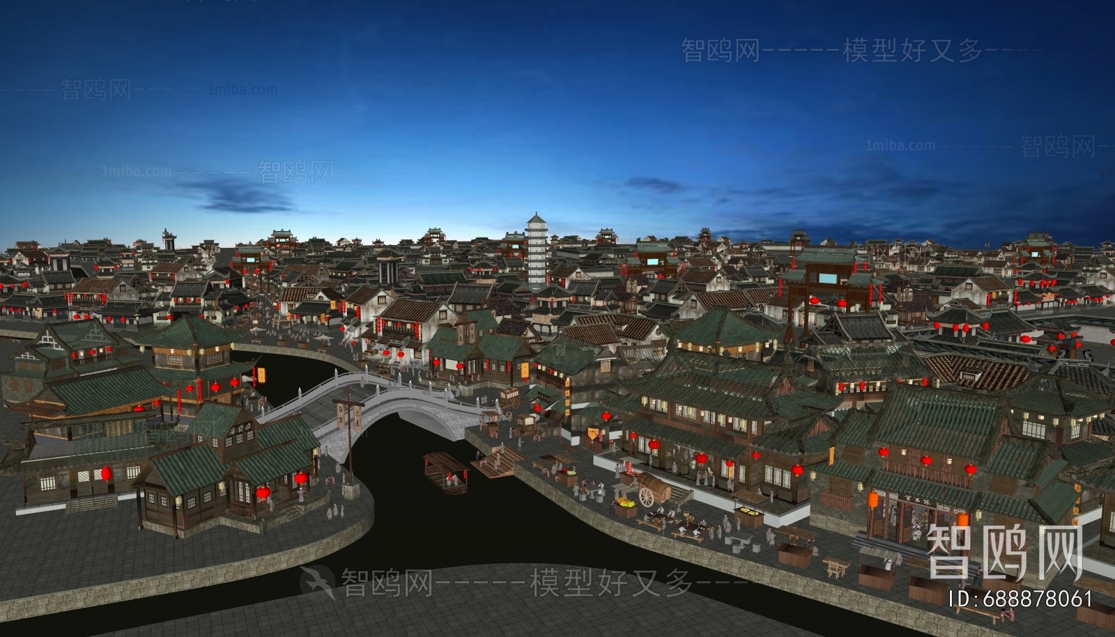 New Chinese Style Architectural Bird's-eye View Planning
