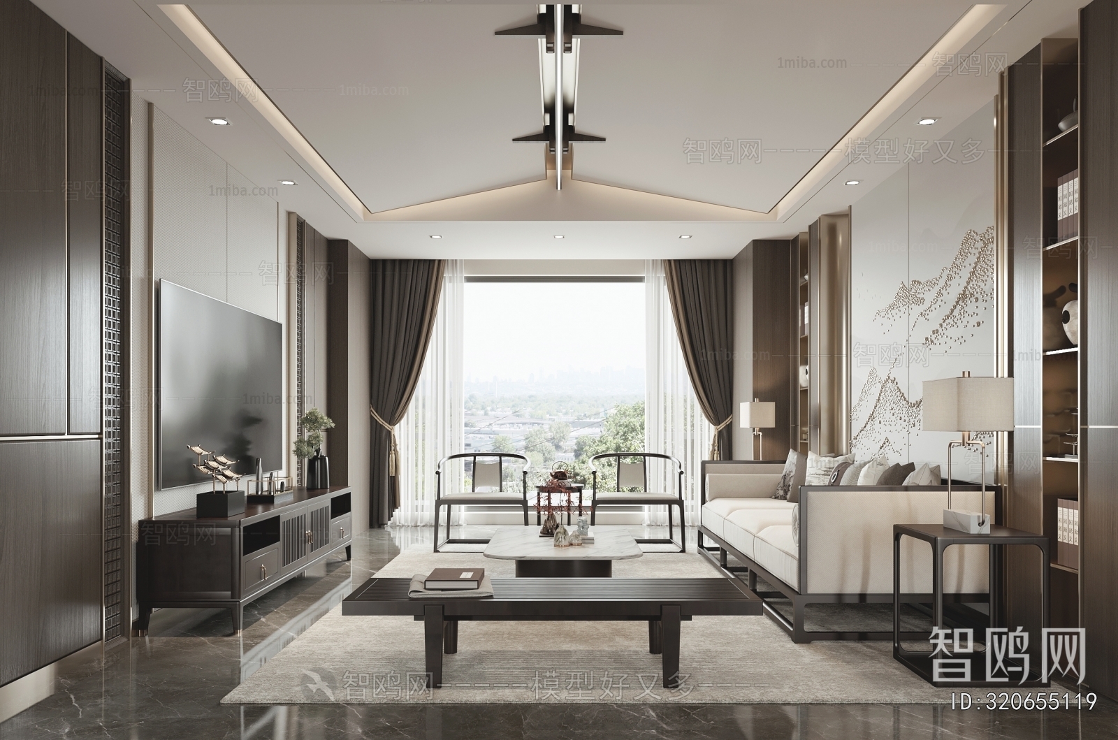 New Chinese Style A Living Room