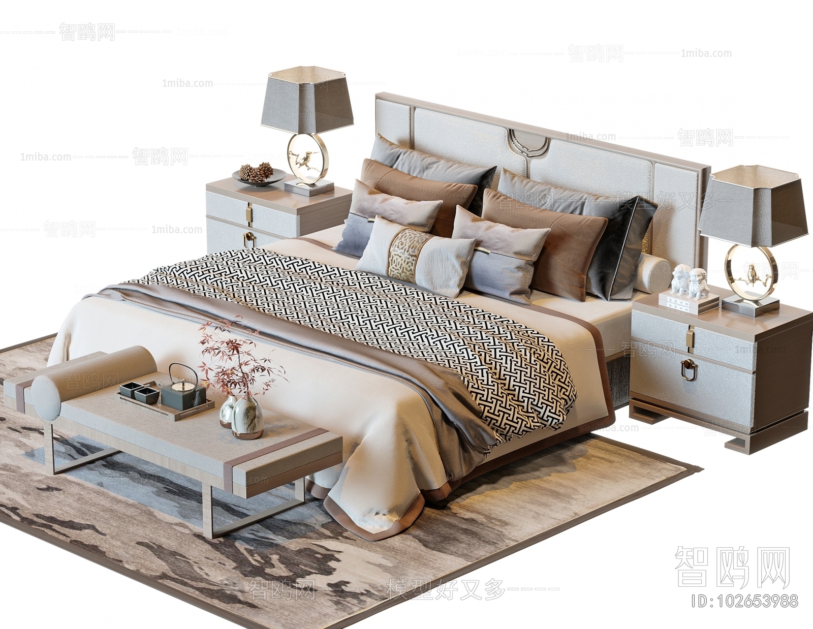New Chinese Style Double Bed