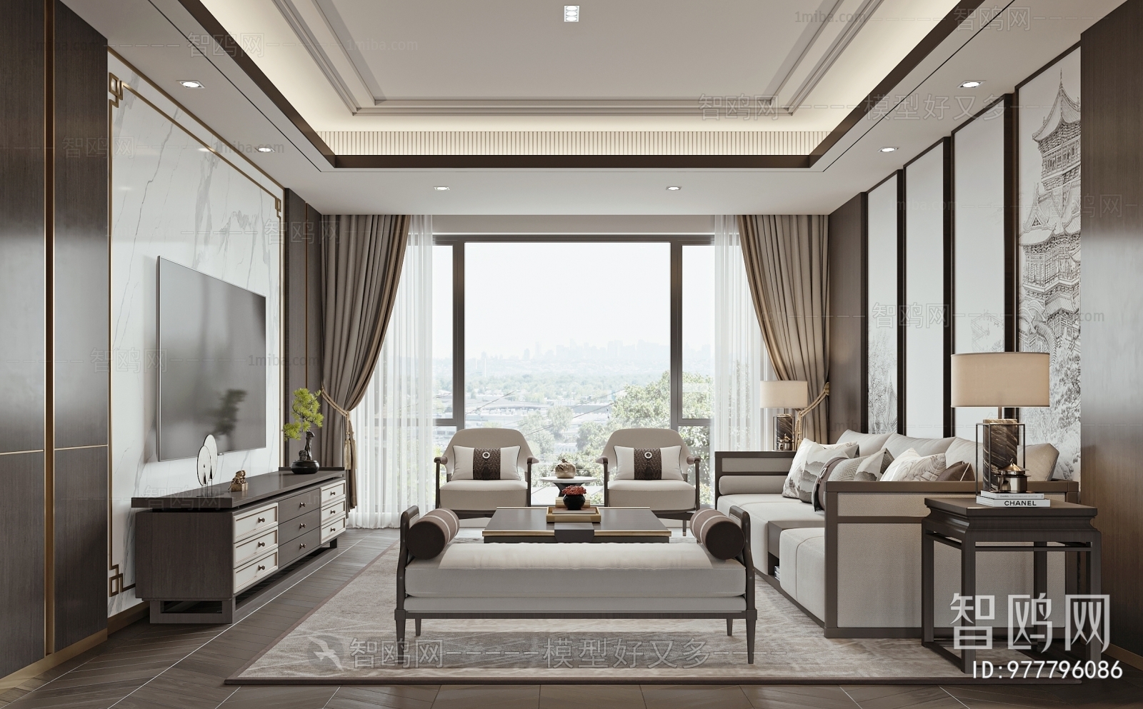 New Chinese Style A Living Room