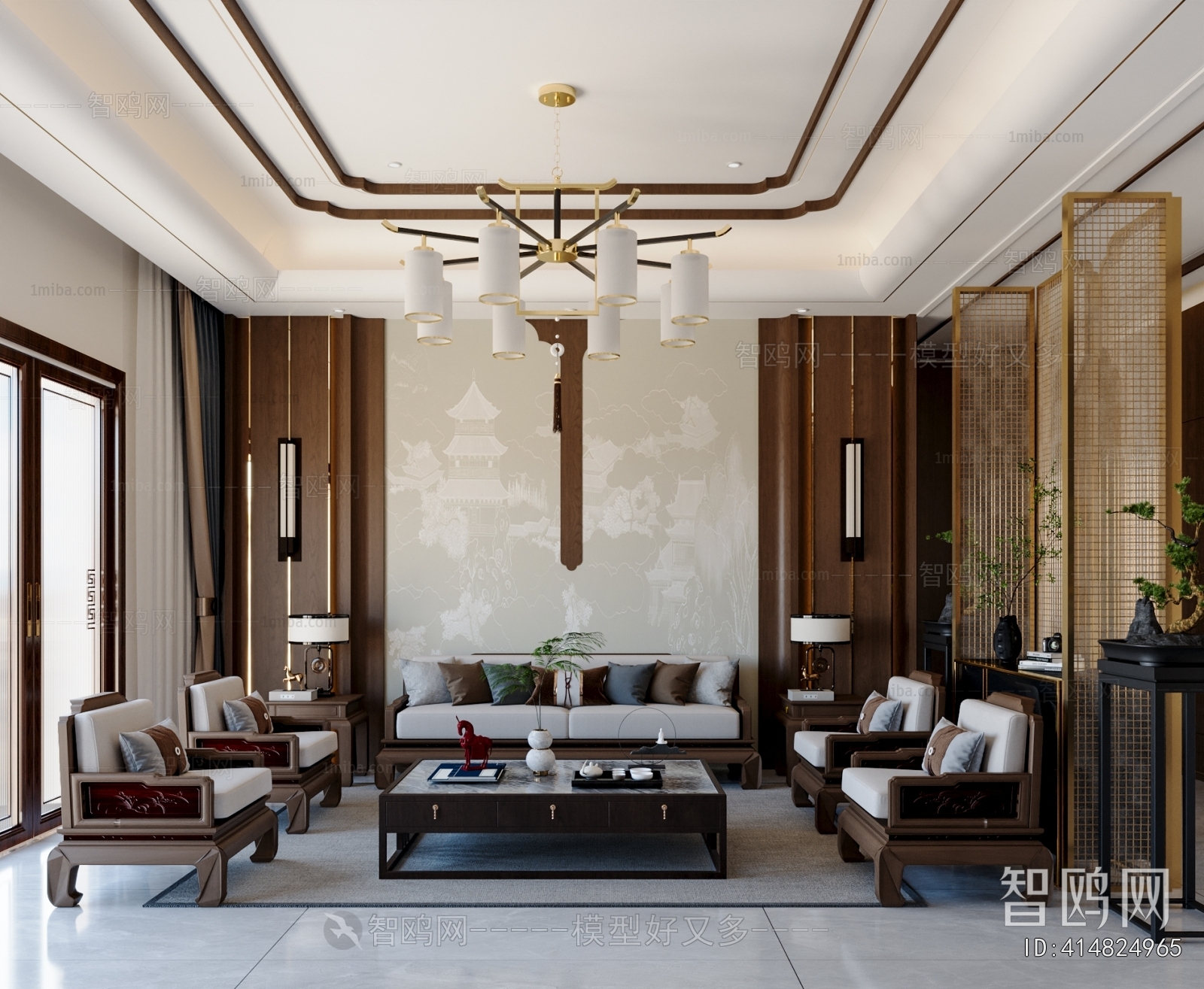 New Chinese Style A Living Room