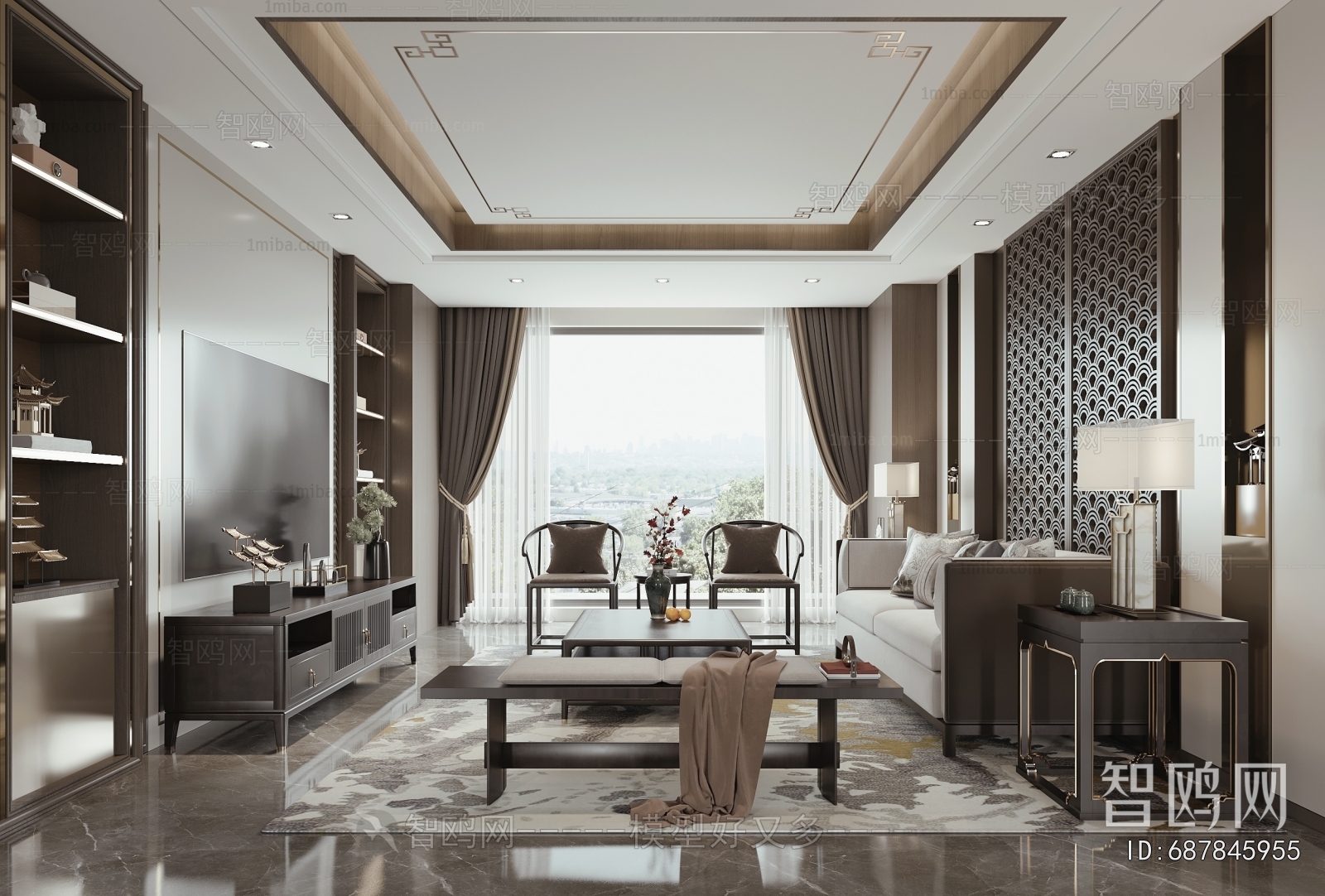 New Chinese Style A Living Room