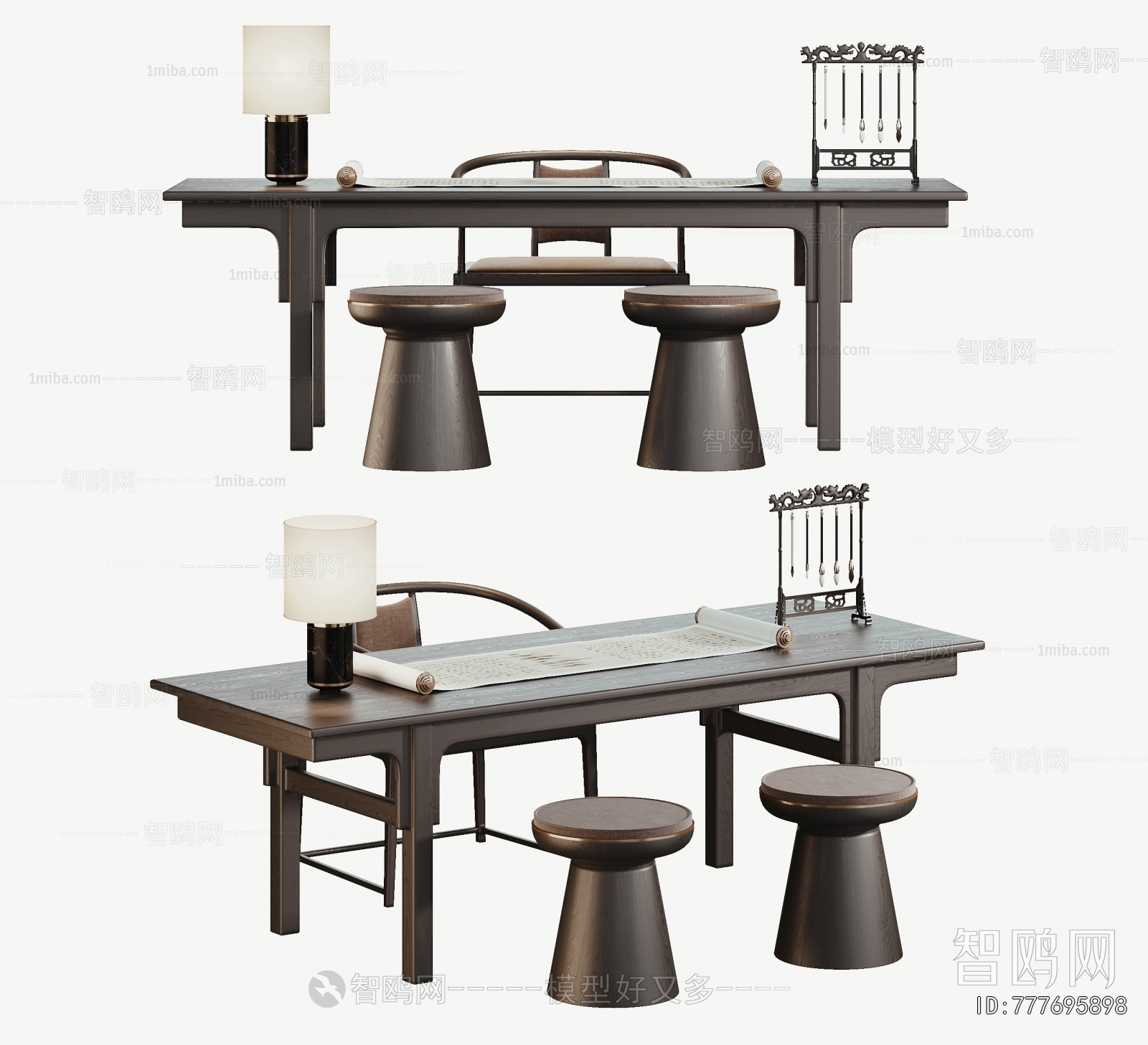 New Chinese Style Computer Desk And Chair