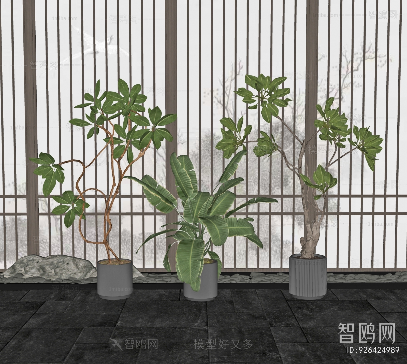 Modern Ground Green Plant Potted Plants