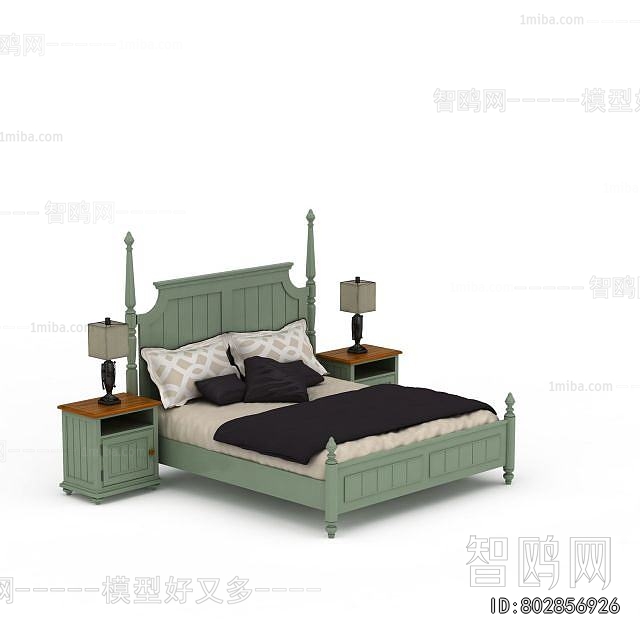 Simple European Style Double Bed