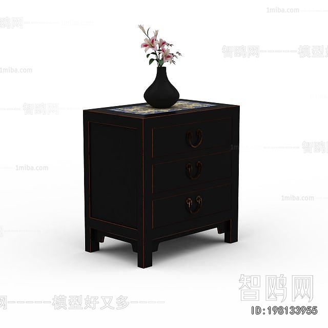 New Chinese Style Bedside Cupboard