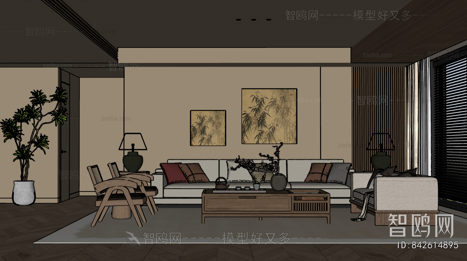 New Chinese Style A Living Room
