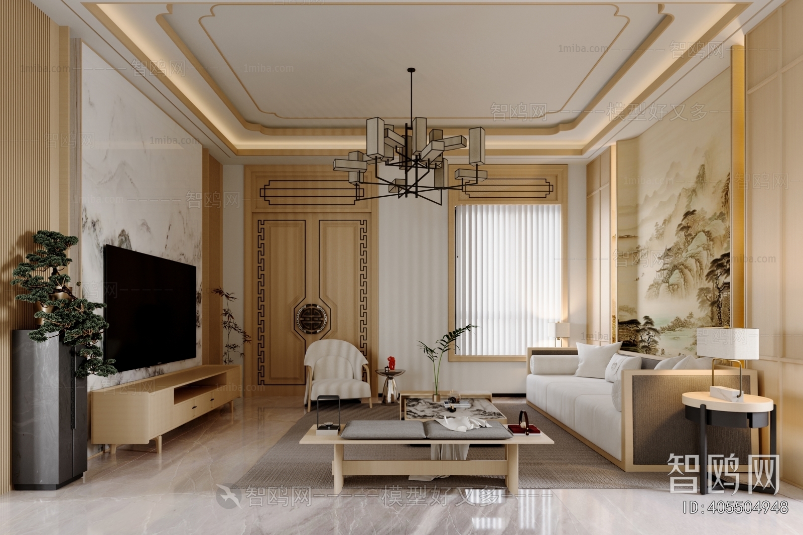 New Chinese Style A Living Room