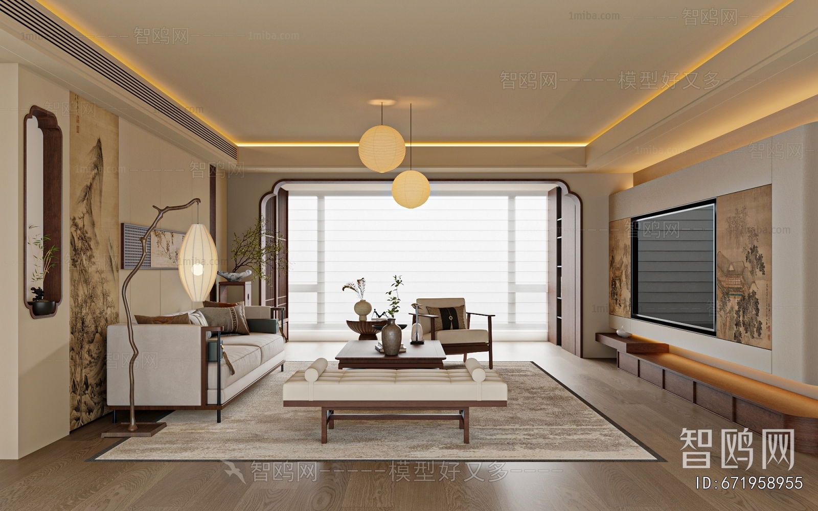 New Chinese Style A Living Room