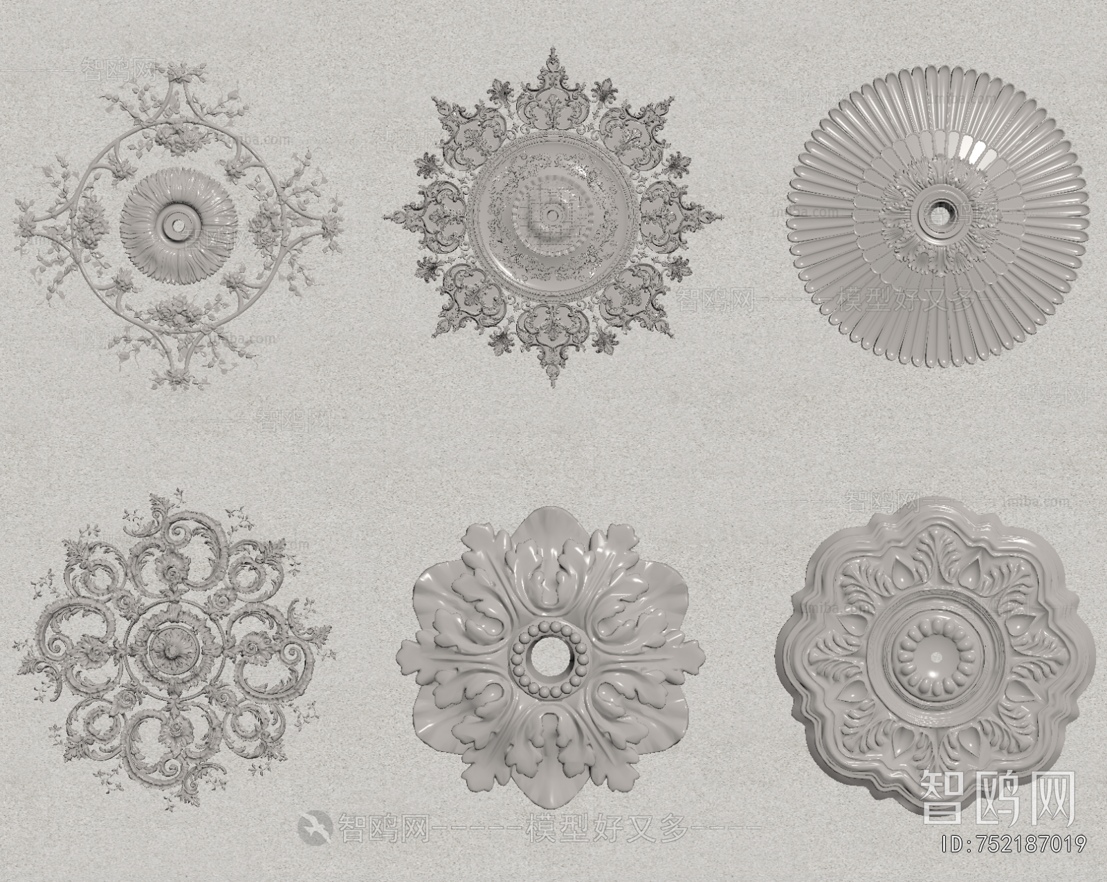 European Style Plaster Carved Top Plate