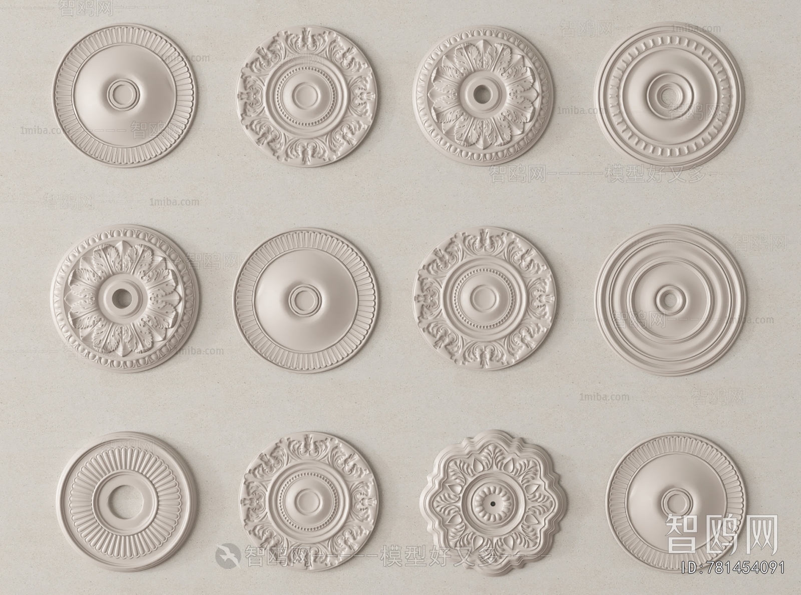 French Style Plaster Carved Top Plate