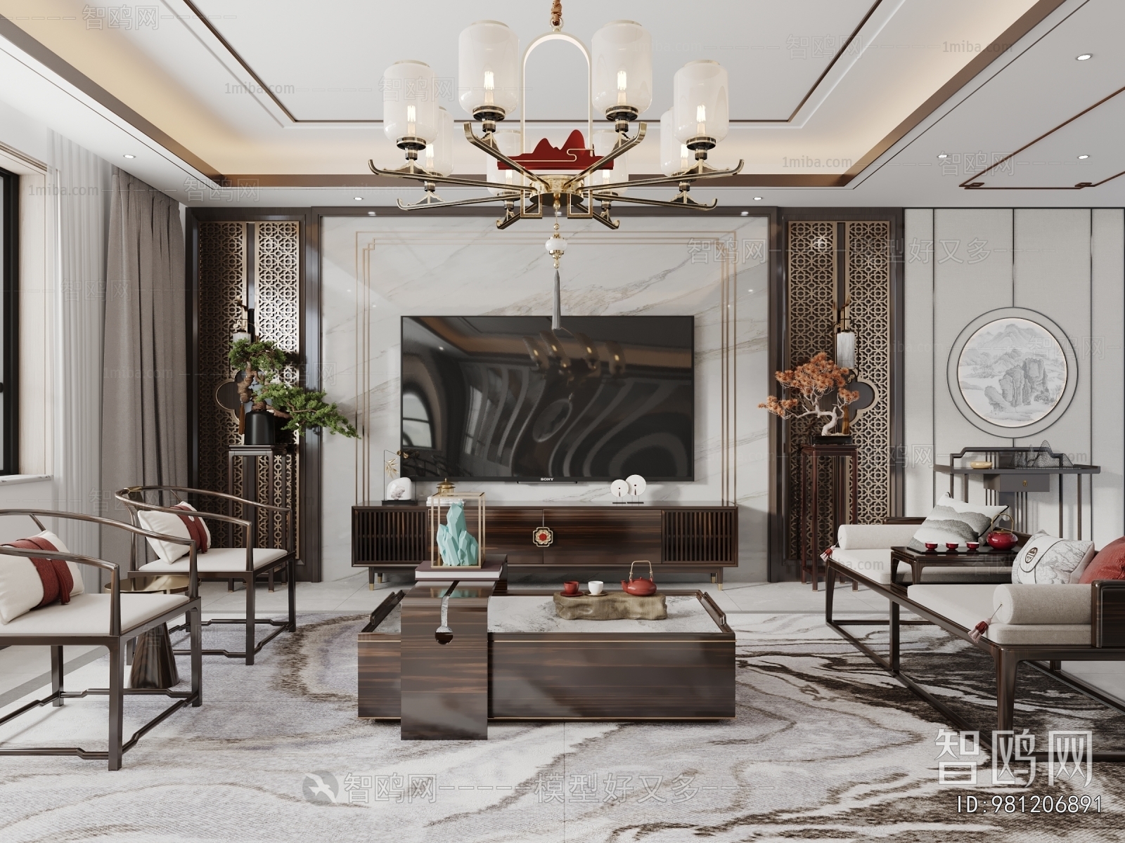 New Chinese Style A Living Room