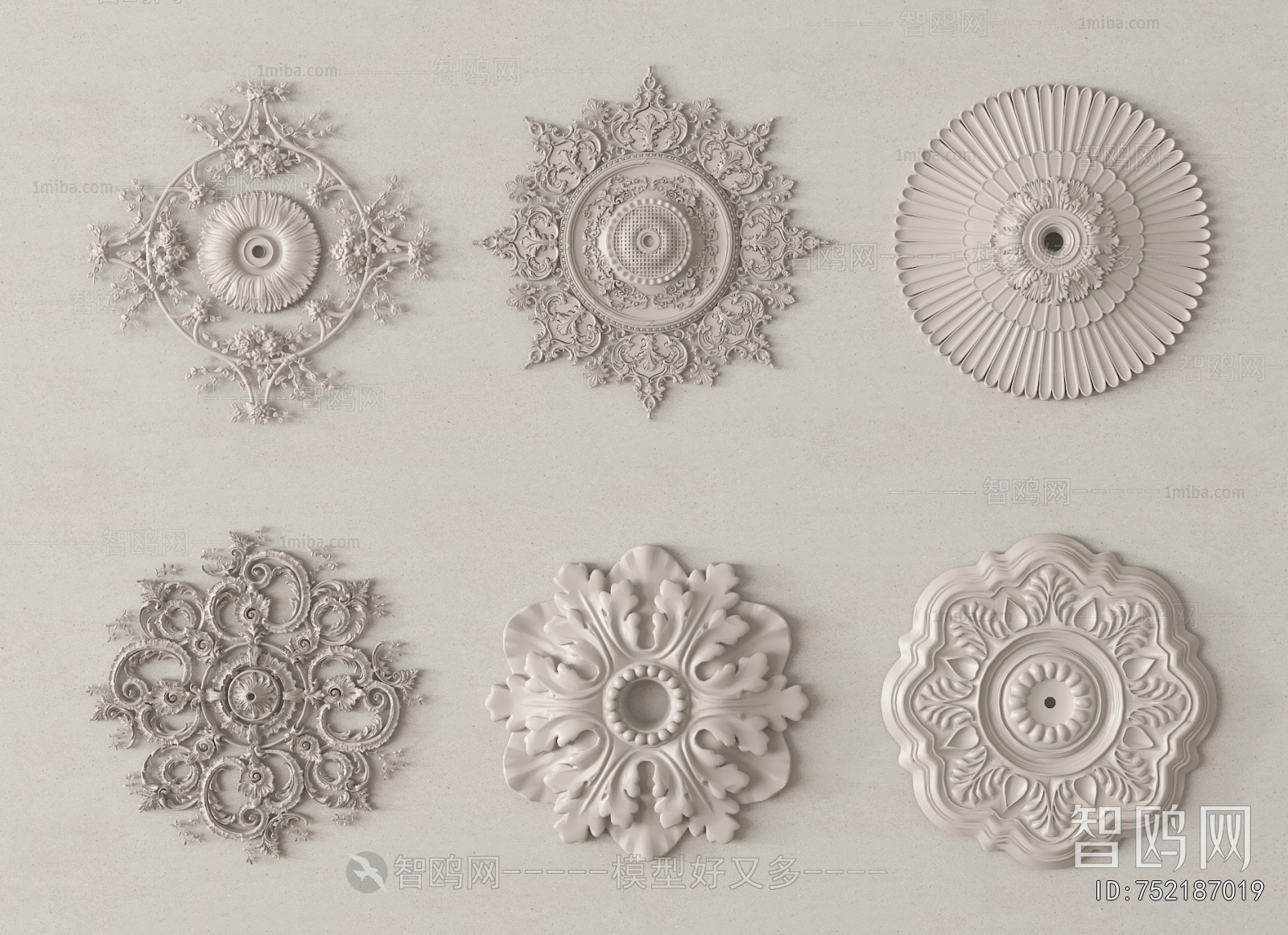 European Style Plaster Carved Top Plate