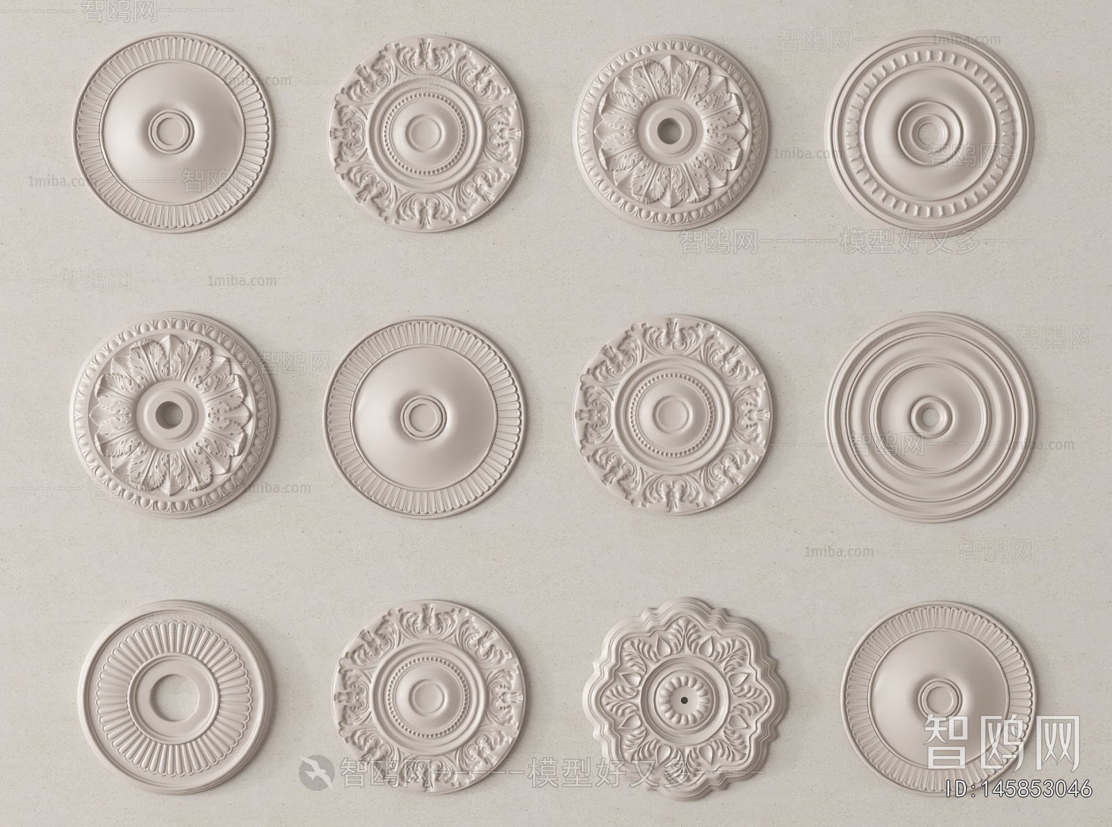 European Style Plaster Carved Top Plate