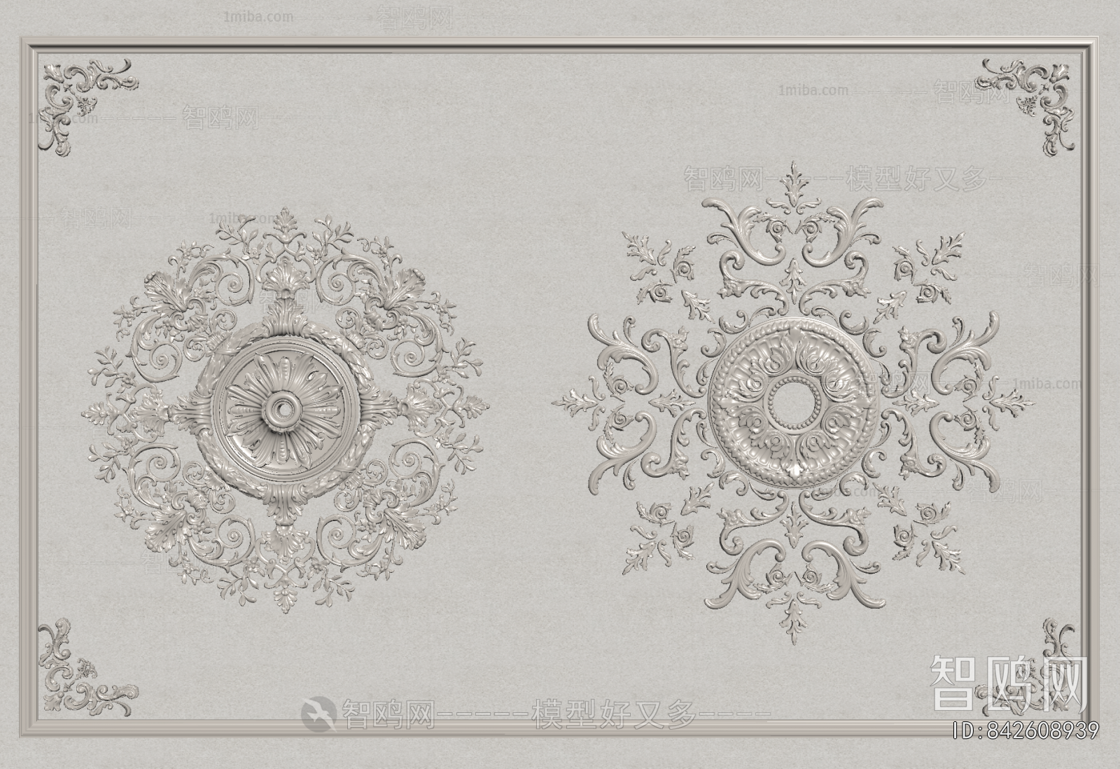 French Style Plaster Carved Top Plate