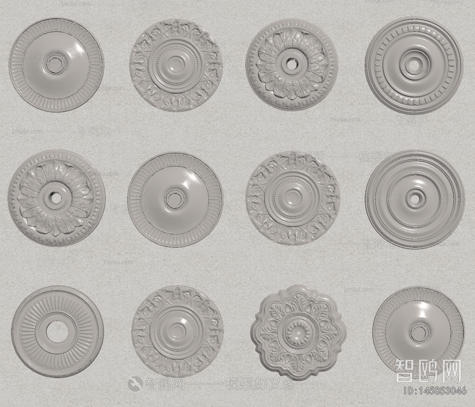 European Style Plaster Carved Top Plate