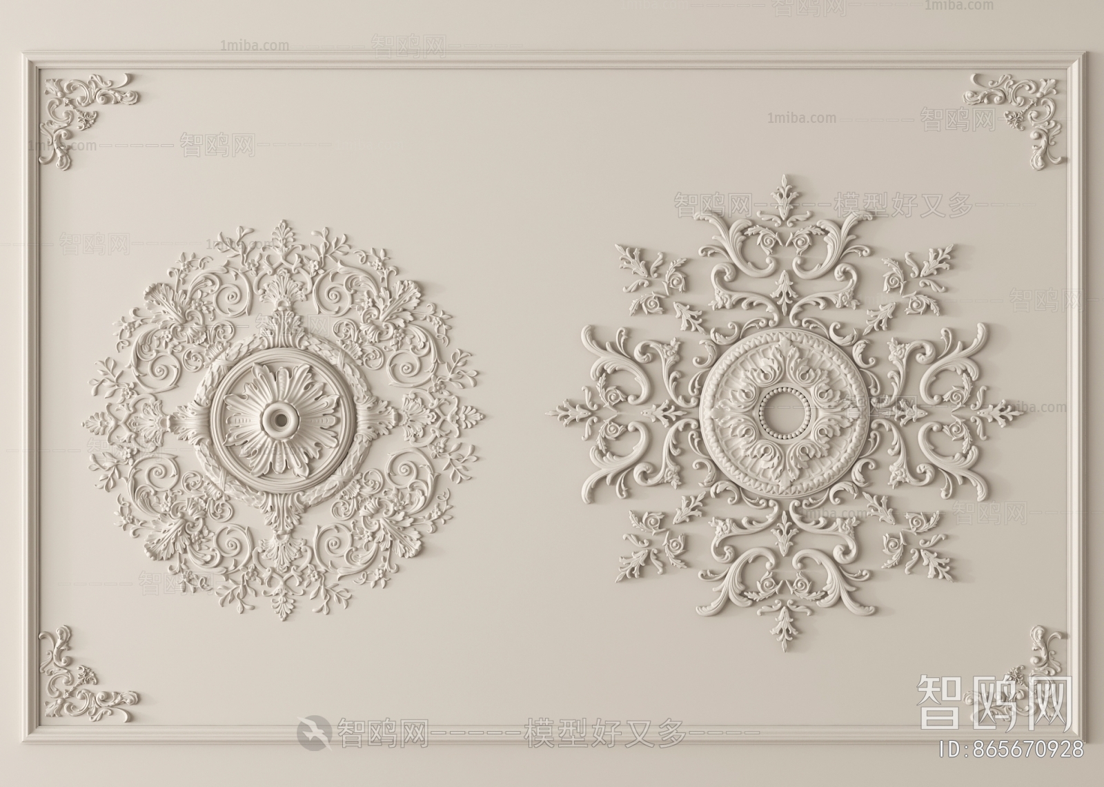 French Style Plaster Carved Top Plate