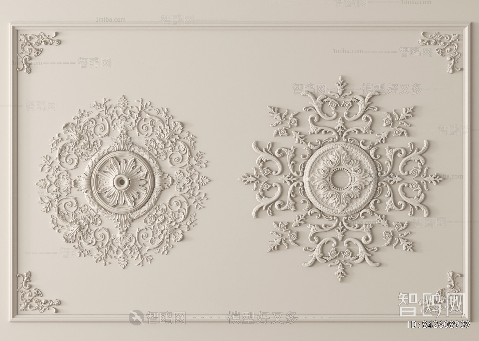 French Style Plaster Carved Top Plate