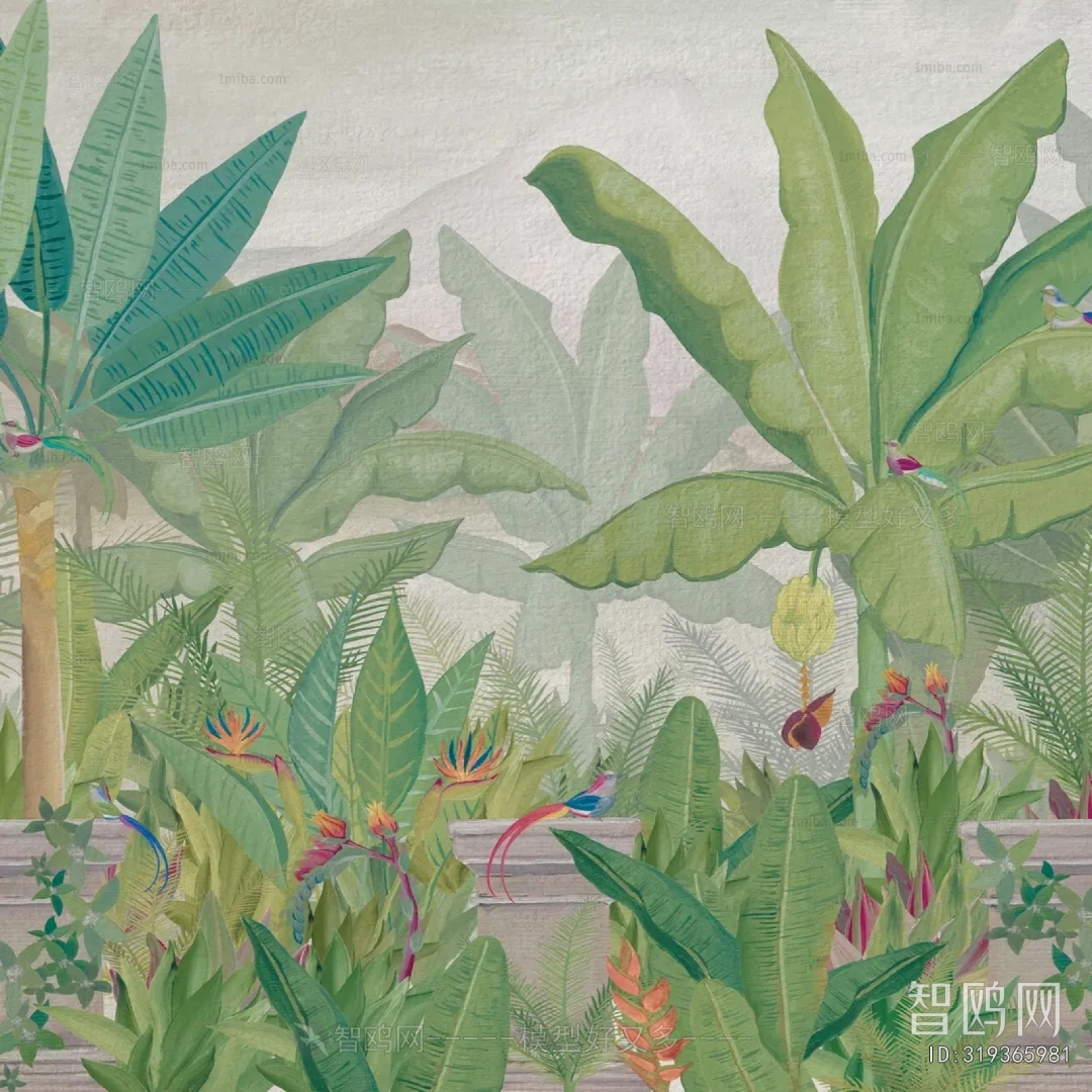 Animal And Plant Pattern Wallpaper