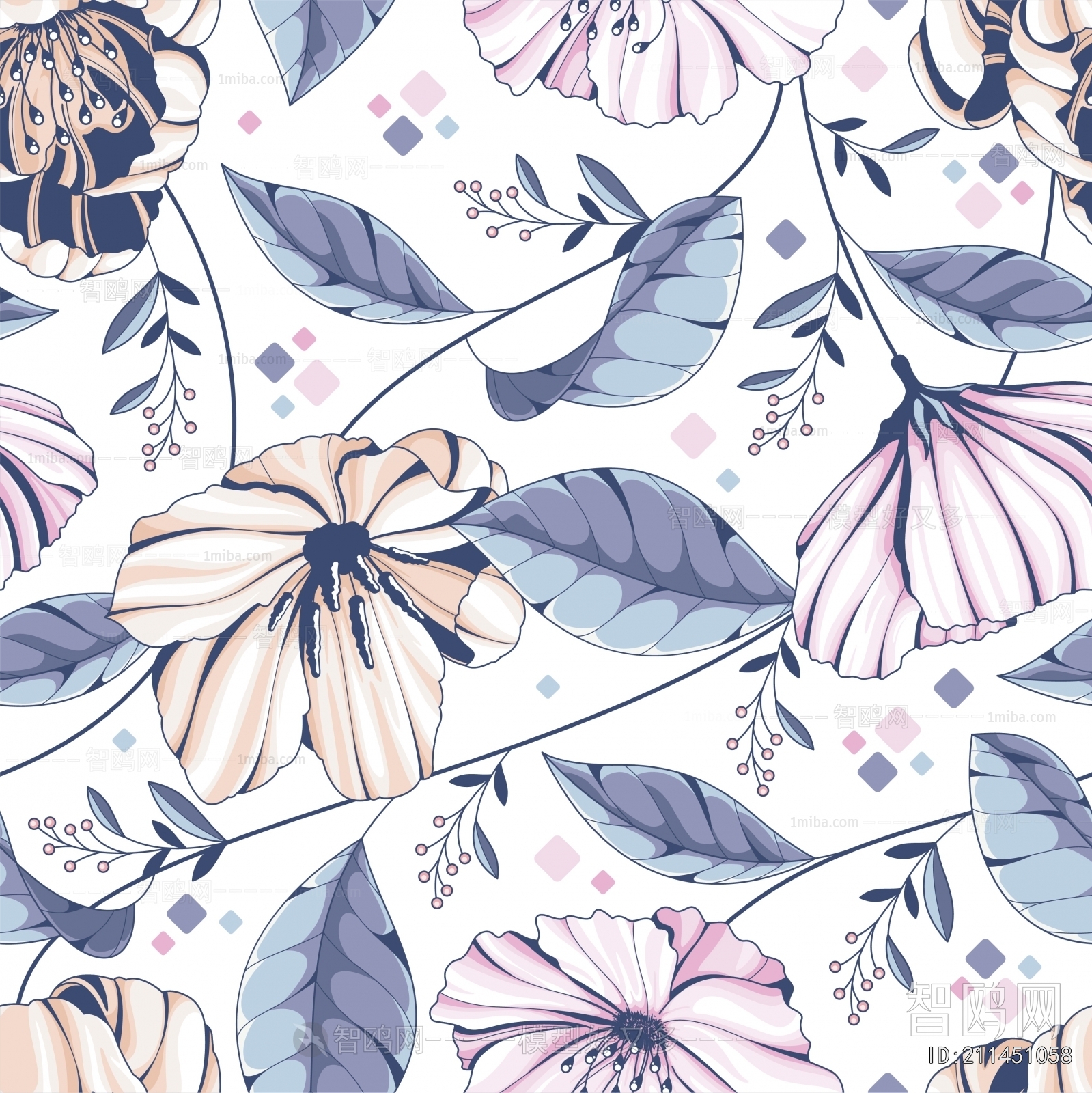 Animal And Plant Pattern Wallpaper