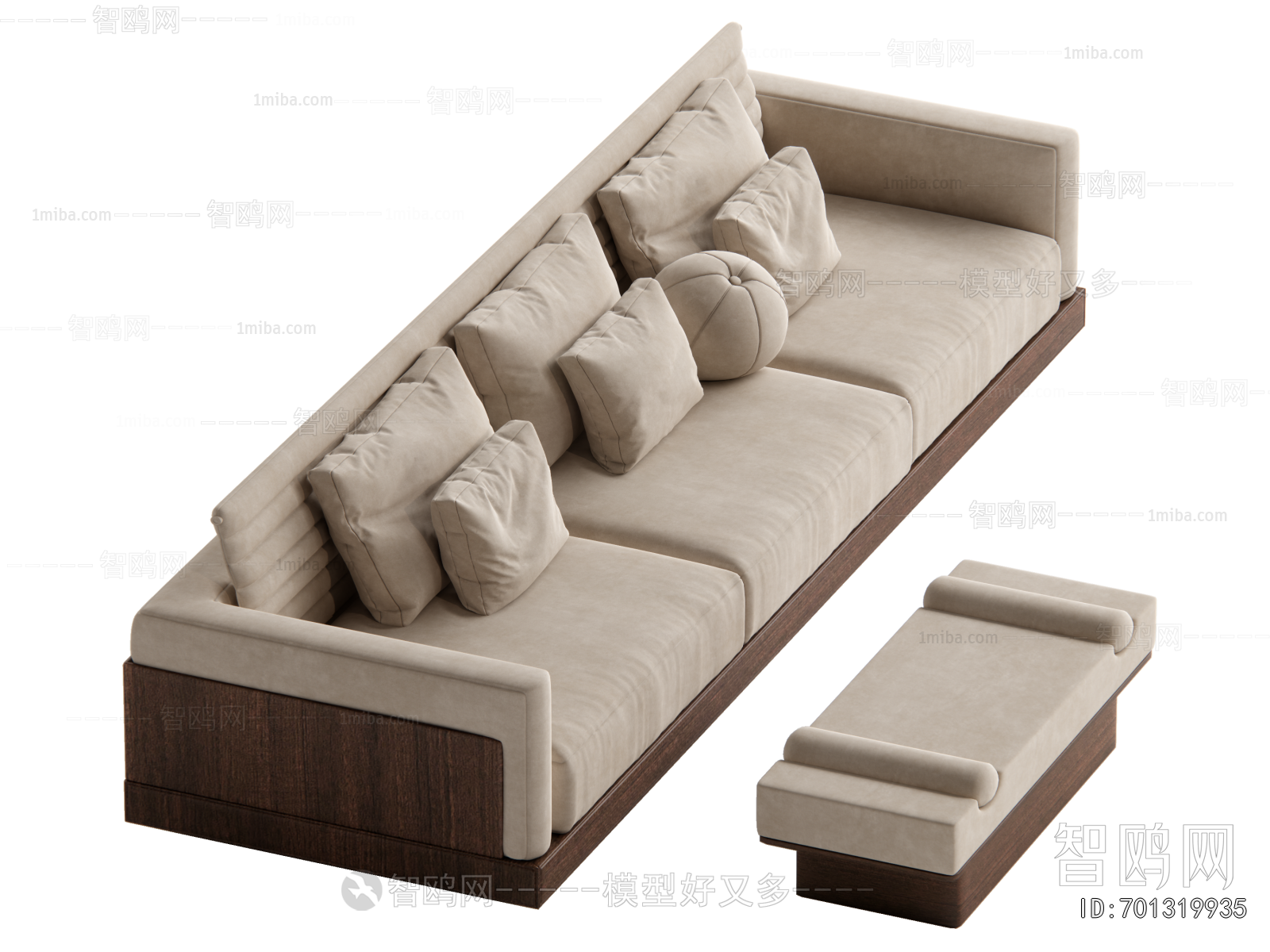 New Chinese Style Three-seat Sofa
