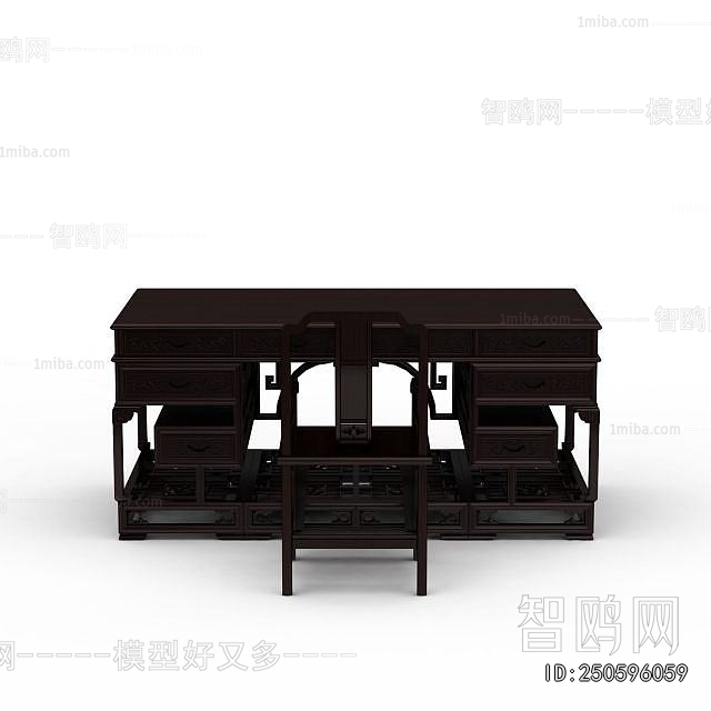 New Chinese Style Computer Desk And Chair