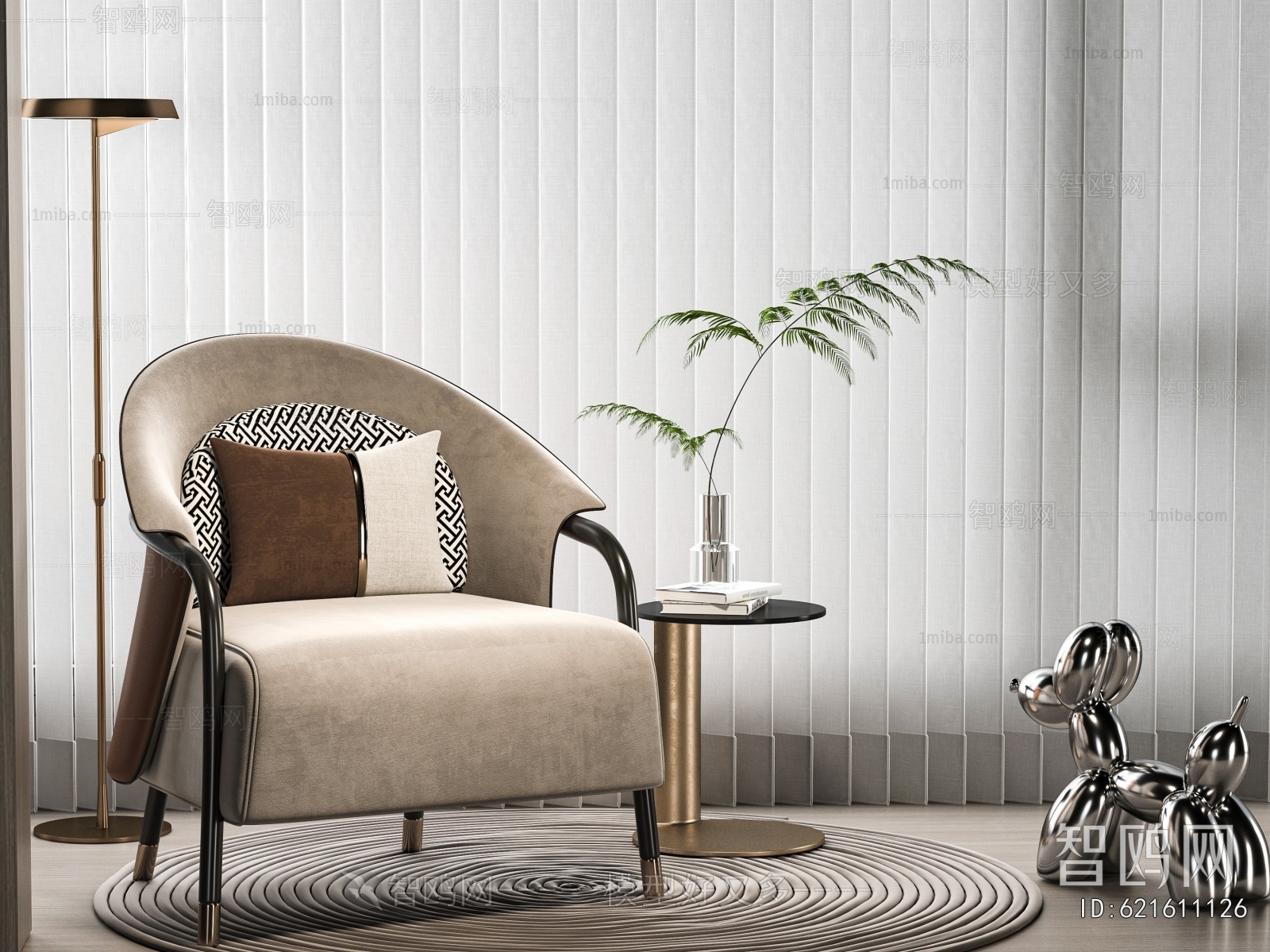 New Chinese Style Single Sofa