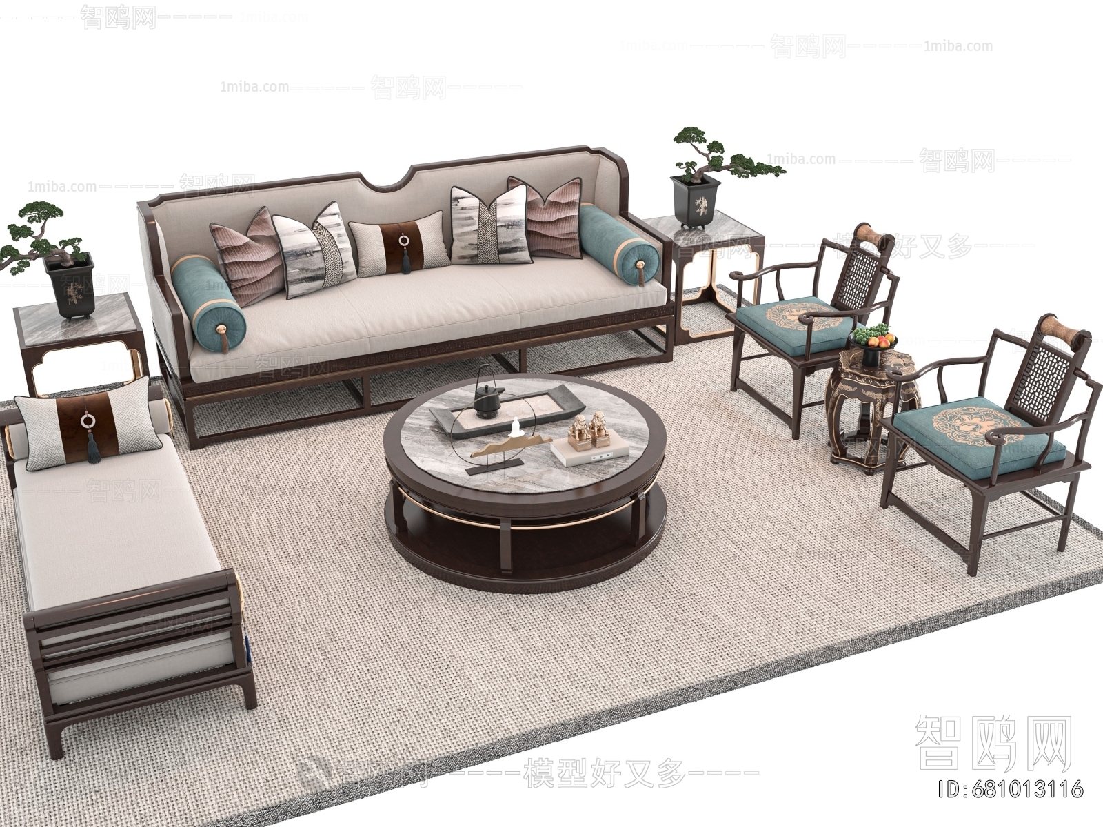 New Chinese Style Sofa Combination