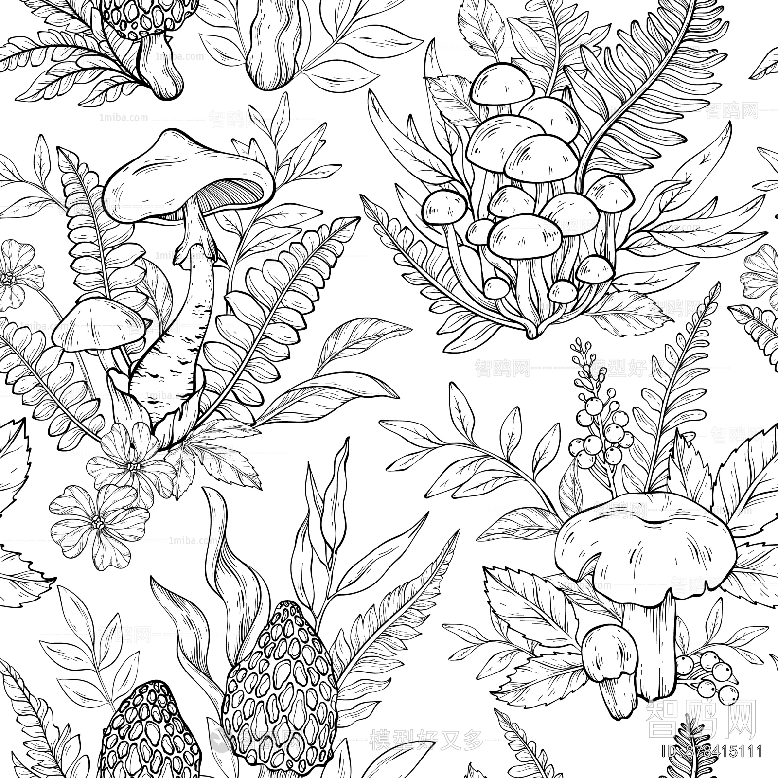 Animal And Plant Pattern Wallpaper