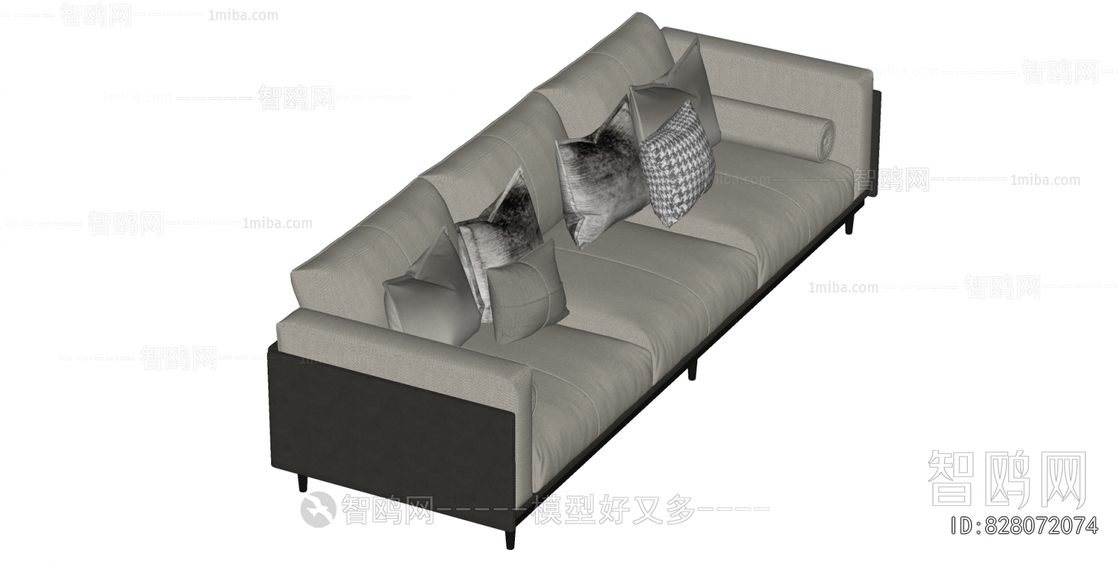 New Chinese Style Three-seat Sofa