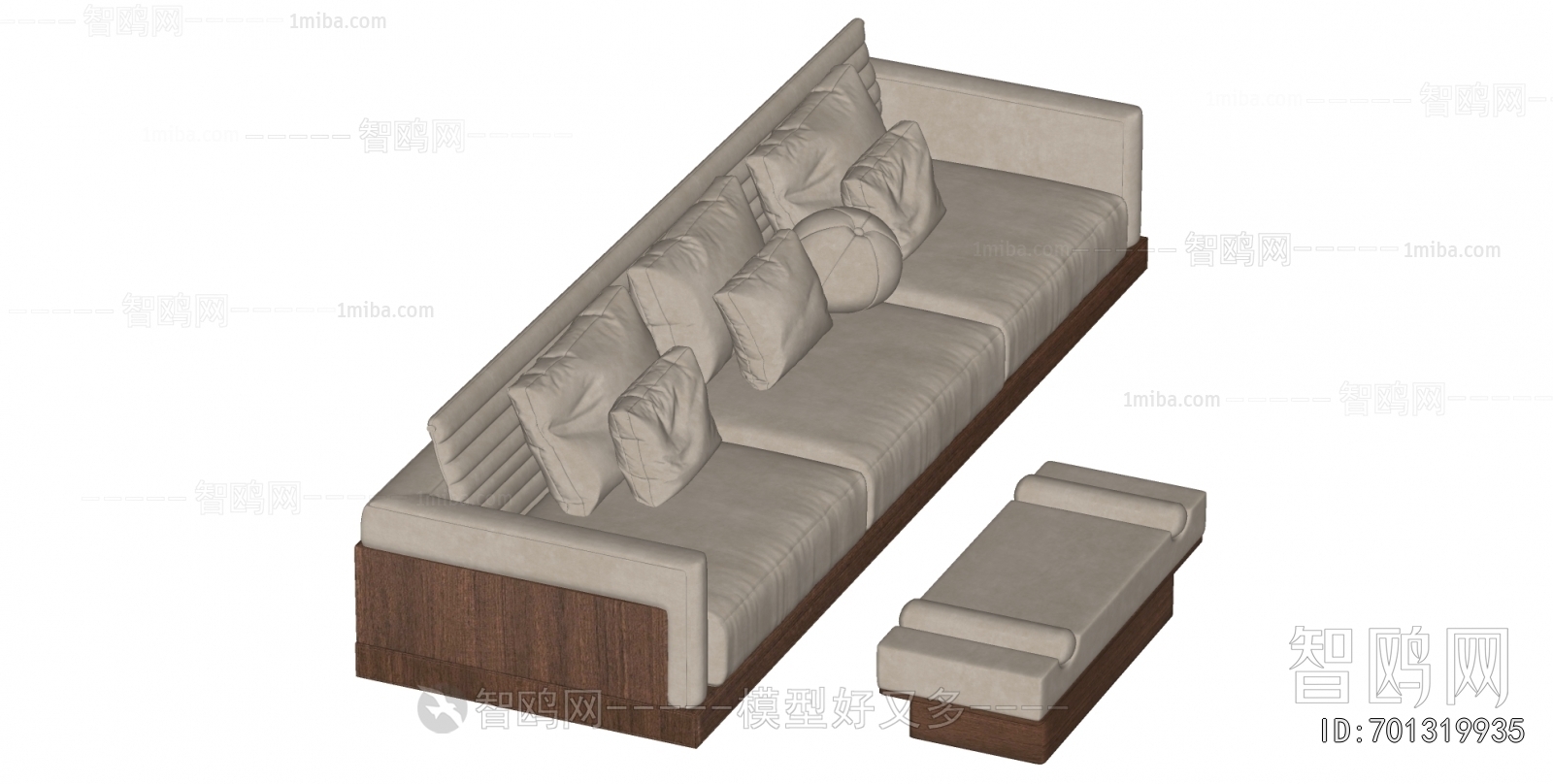 New Chinese Style Three-seat Sofa