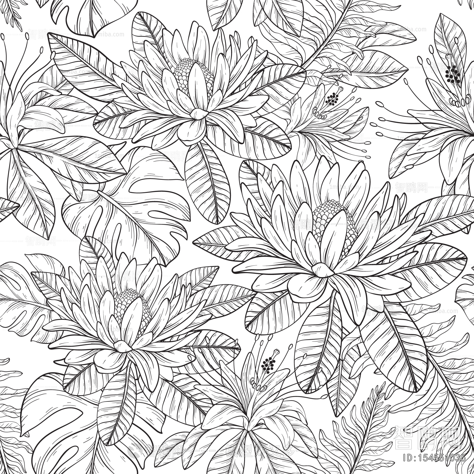 Animal And Plant Pattern Wallpaper