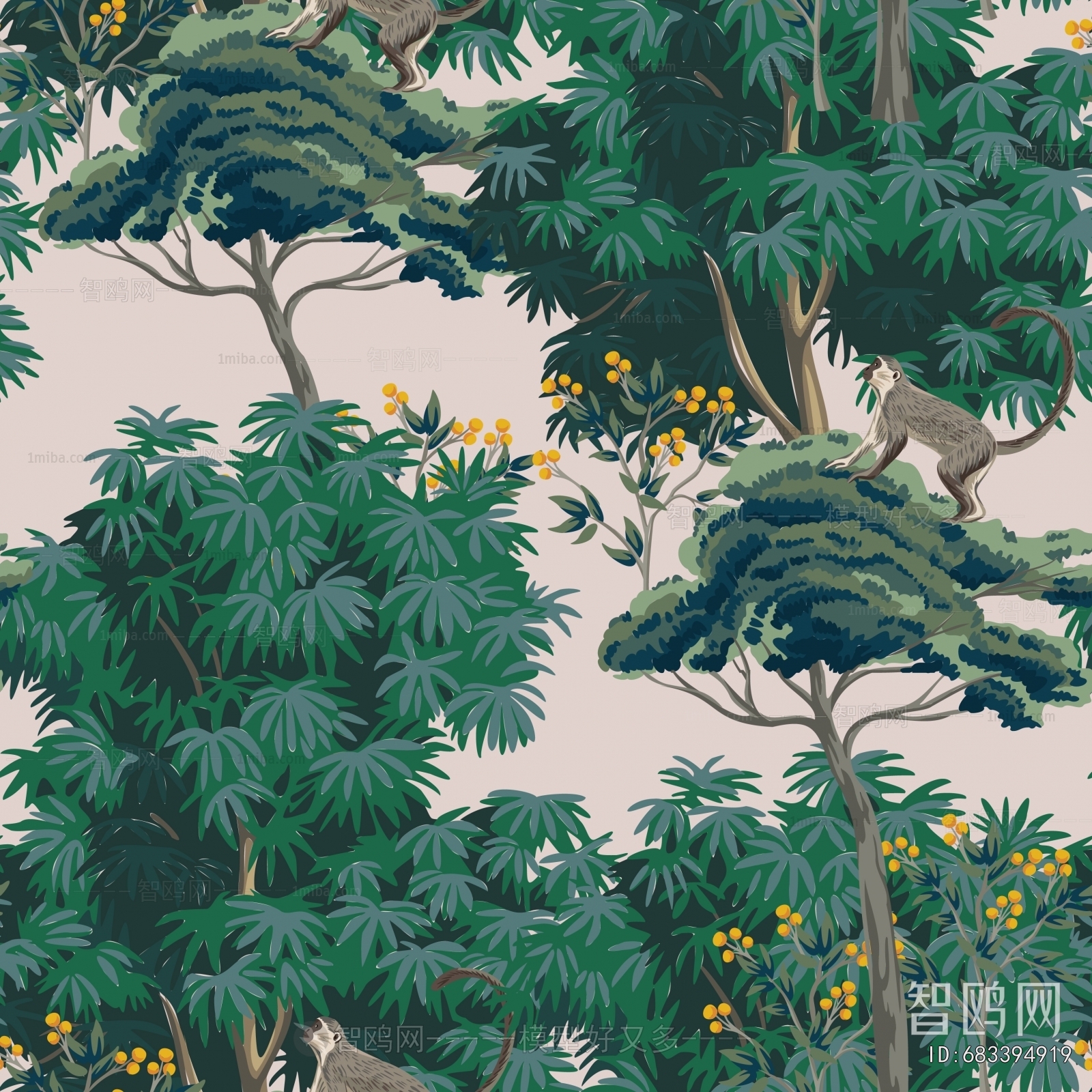Animal And Plant Pattern Wallpaper