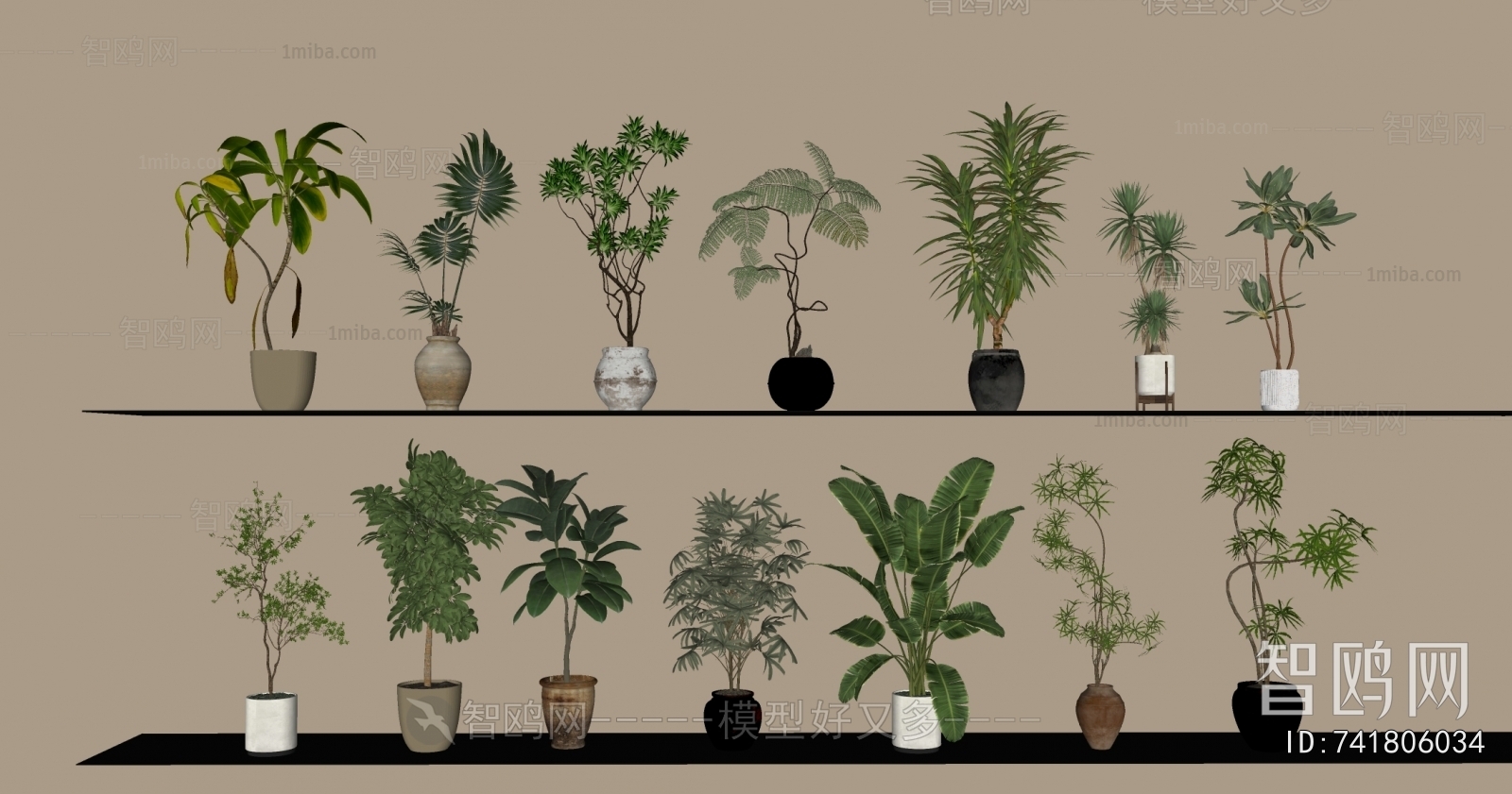 Modern Ground Green Plant Potted Plants