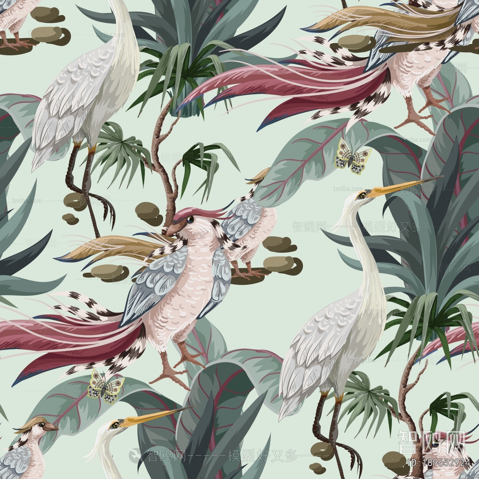 Animal And Plant Pattern Wallpaper