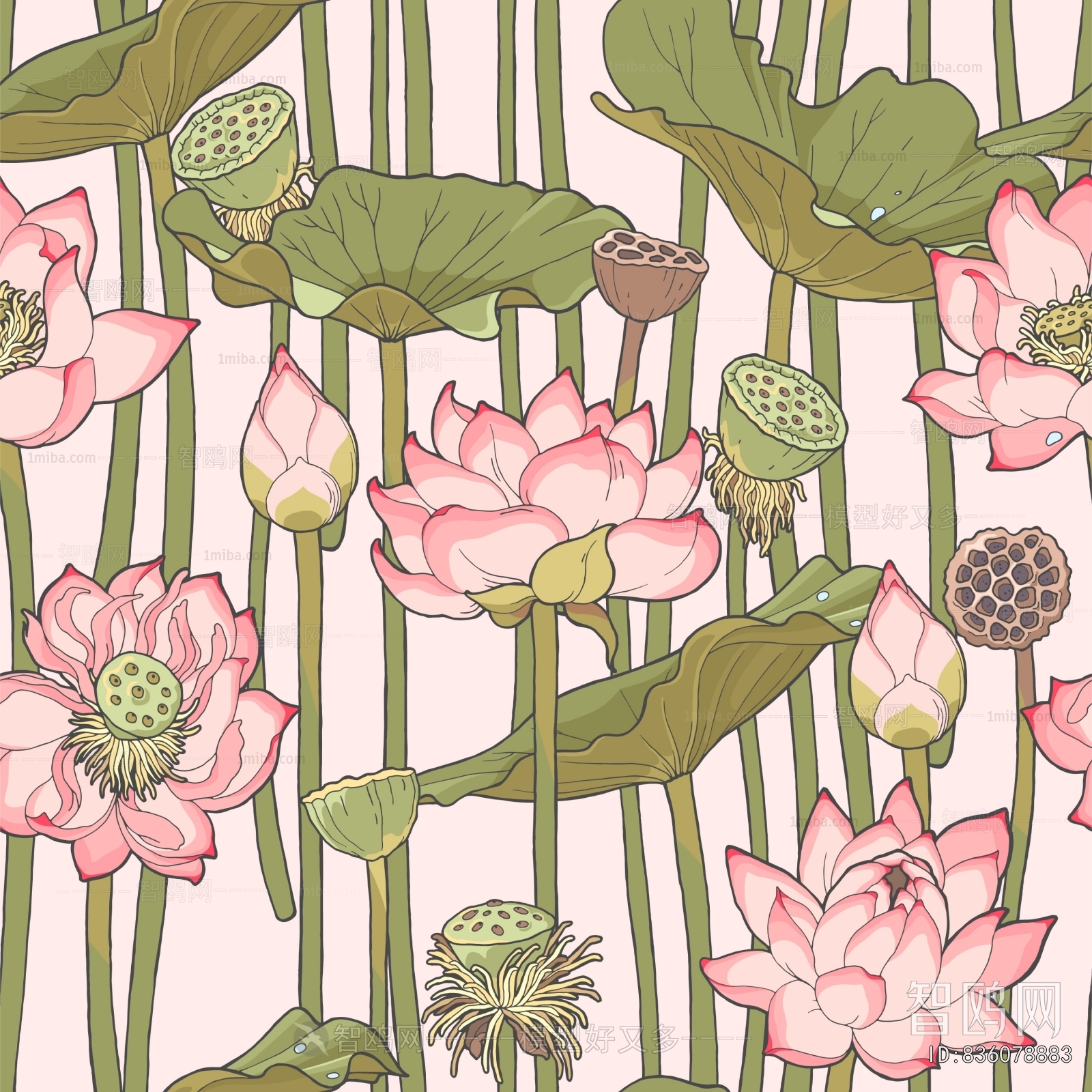 Animal And Plant Pattern Wallpaper