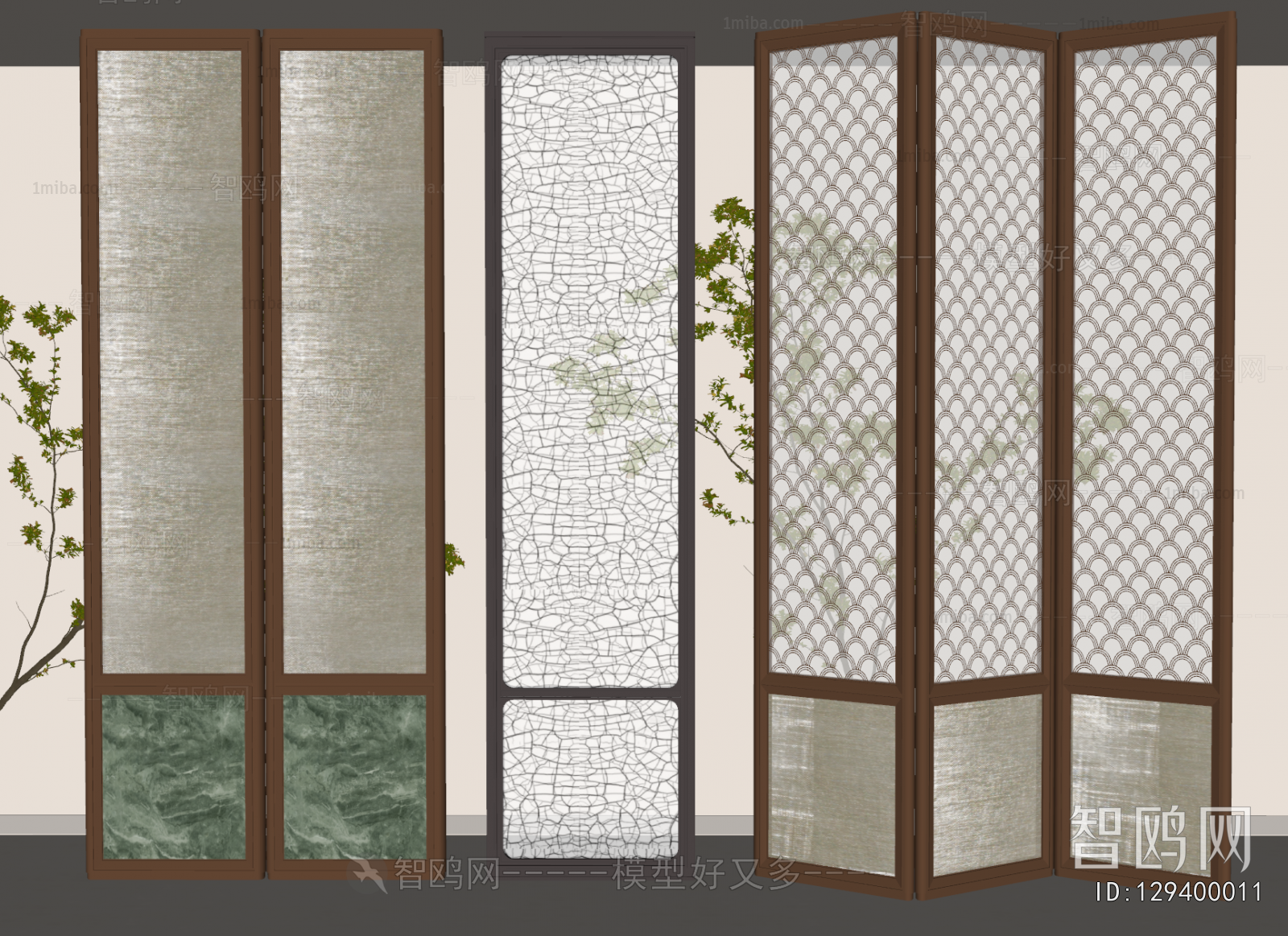 New Chinese Style Glass Screen Partition
