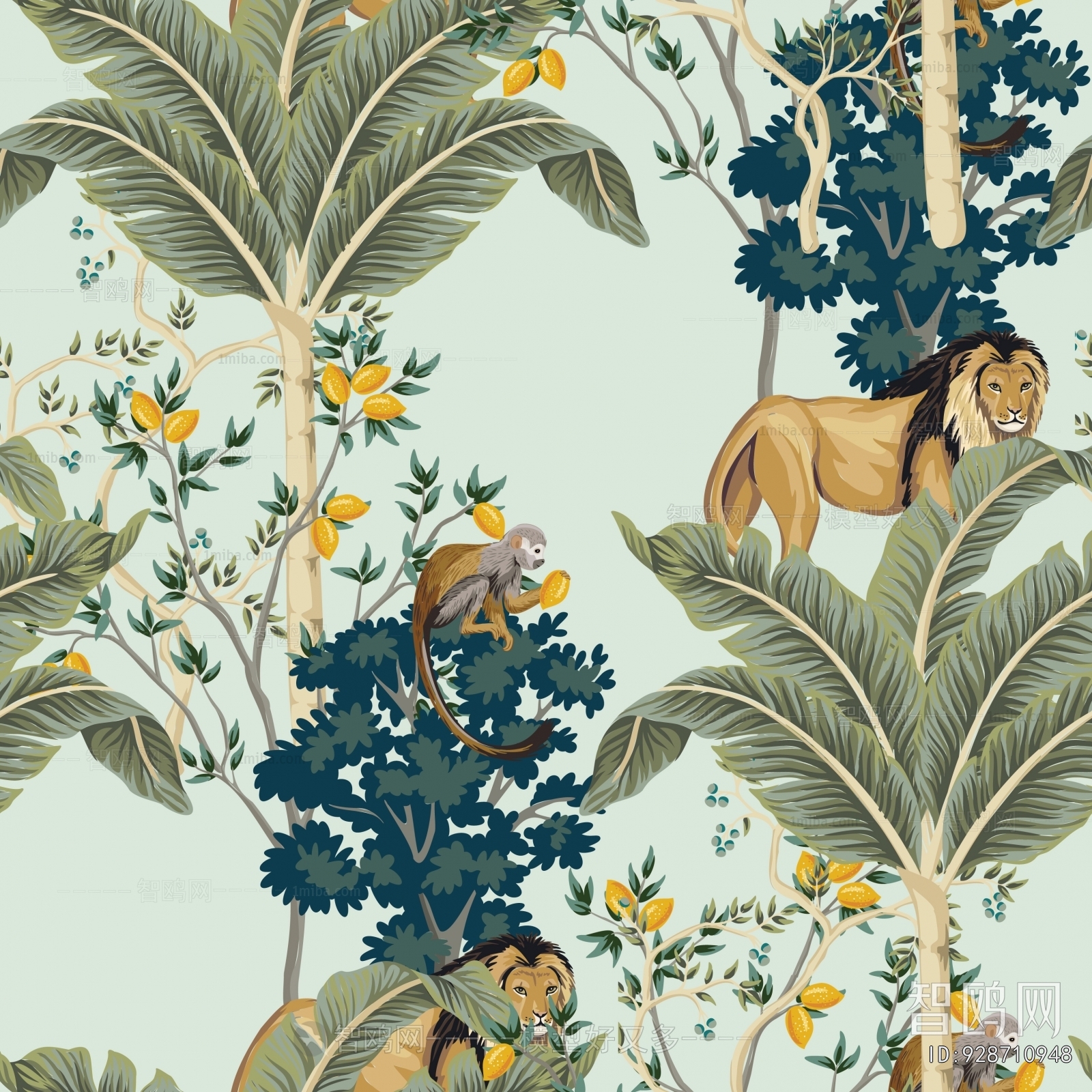 Animal And Plant Pattern Wallpaper