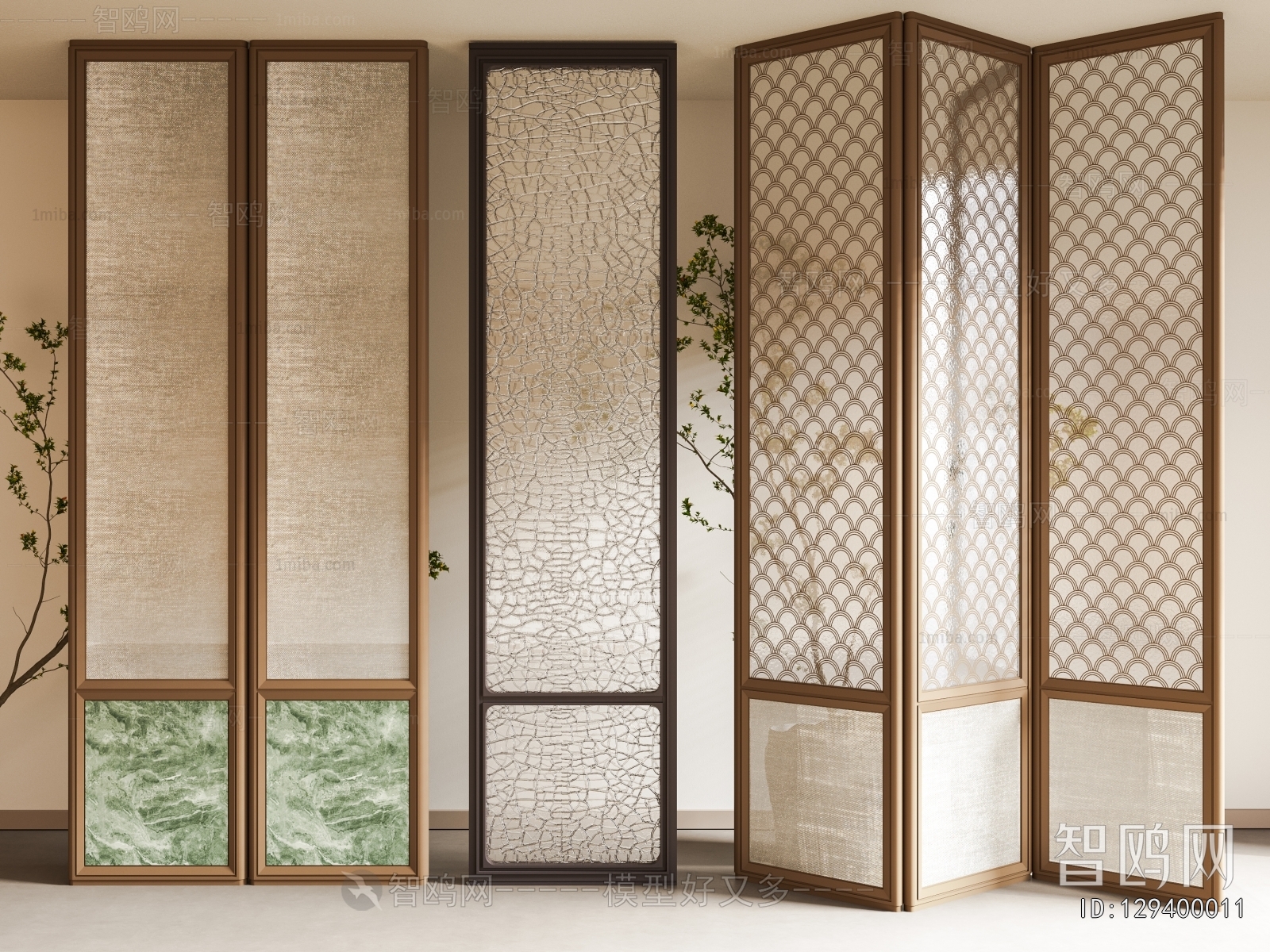 New Chinese Style Glass Screen Partition